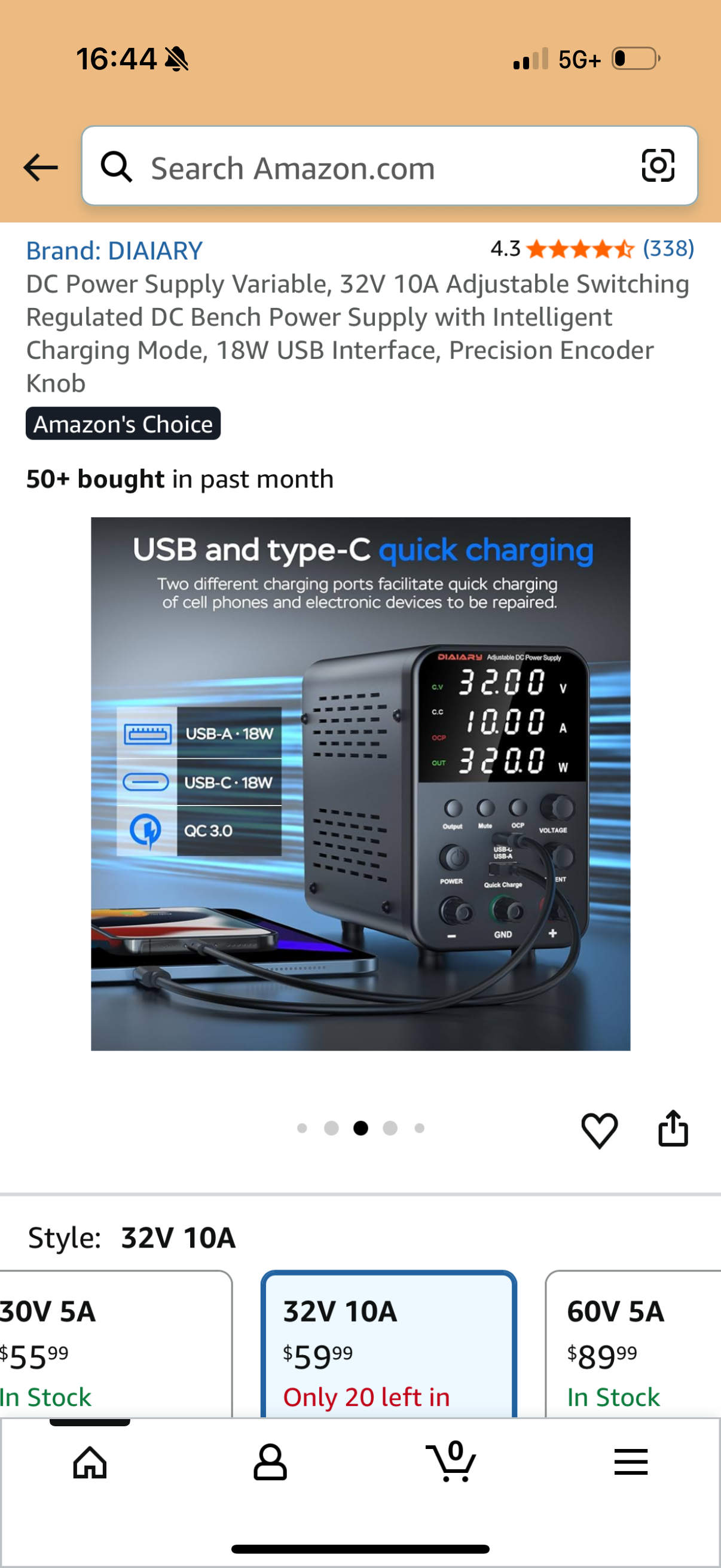 DC Power Supply Variable, 32V 10A Adjustable Switching Regulated DC Bench Power Supply with Intelligent Charging Mode, 18W USB Interface, Precision Encoder Knob (white)