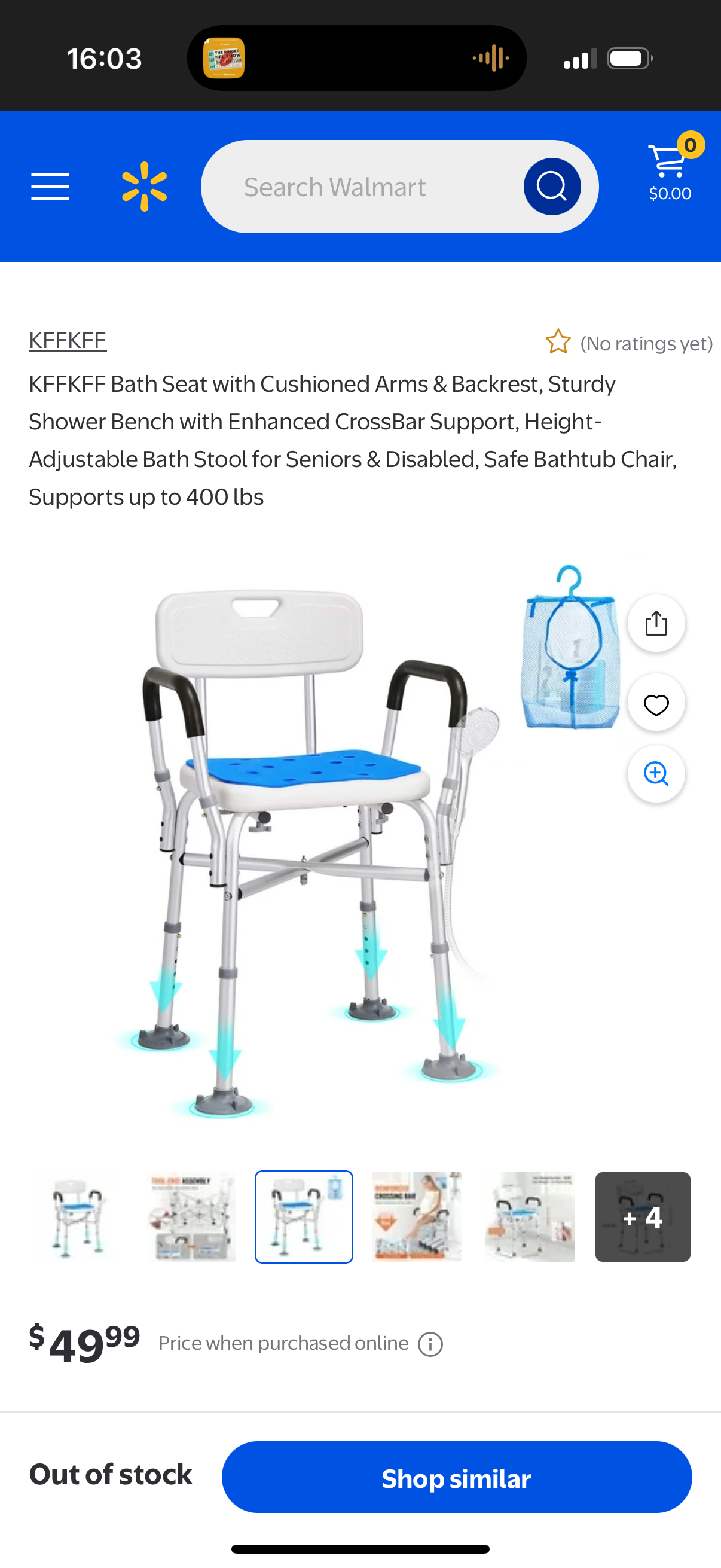 Bath Seat with Cushioned Arms & Backrest, Sturdy Shower Bench with Enhanced CrossBar Support, Height-Adjustable Bath Stool for Seniors & Disabled, Safe Bathtub Chair, Supports up to 400 lbs