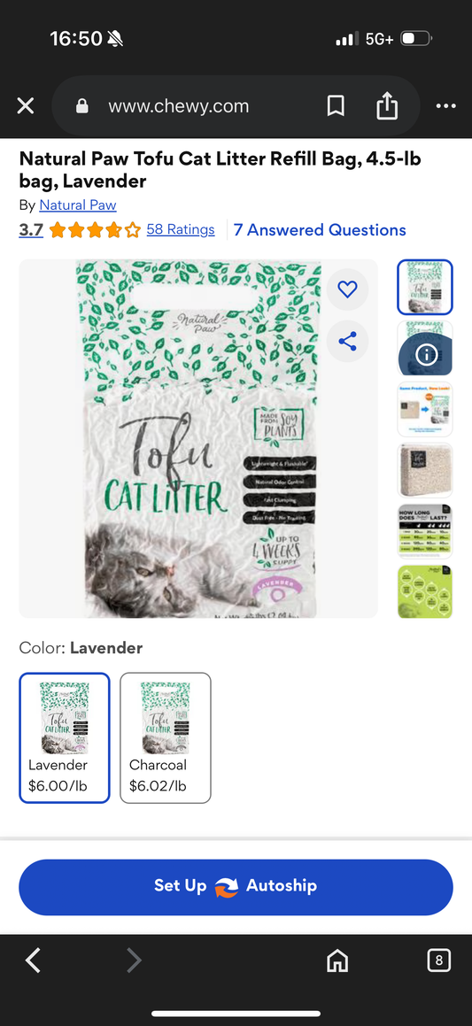 Natural Paw Tofu Cat Litter Refill Bag, 4.5-lb bag, Unscented