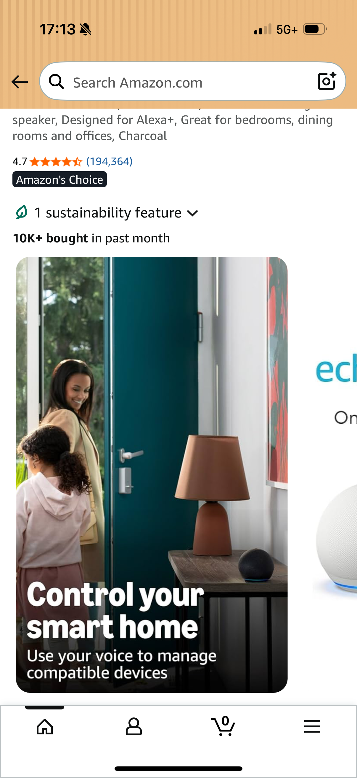 Amazon Echo Dot - Vibrant sounding speaker, Designed for Alexa+, Great for bedrooms, dining inrooms and offices, Charcoal
