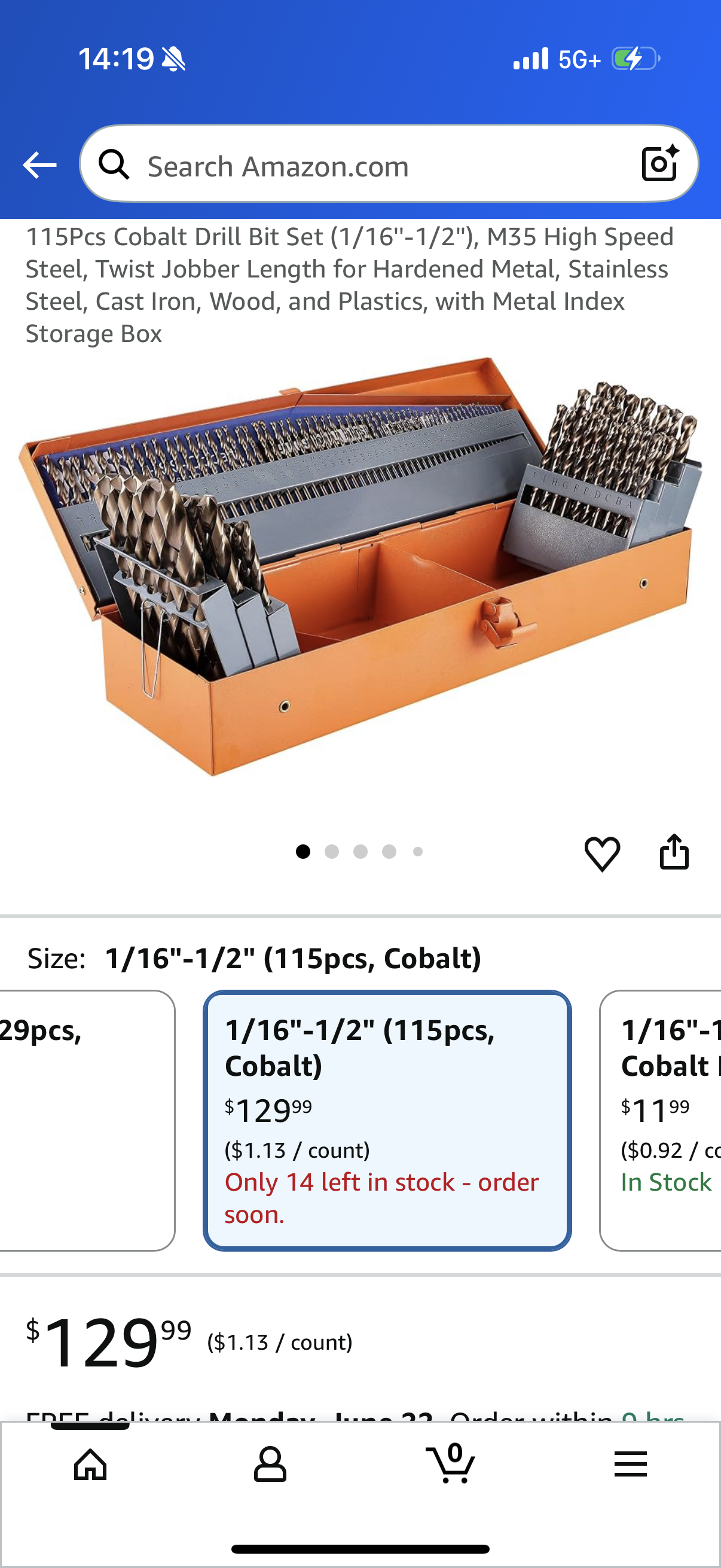 115Pcs Cobalt Drill Bit Set (1/16''-1/2''), M35 High Speed Steel, Twist Jobber Length for Hardened Metal, Stainless Steel, Cast Iron, Wood, and Plastics, with Metal Index Storage Box