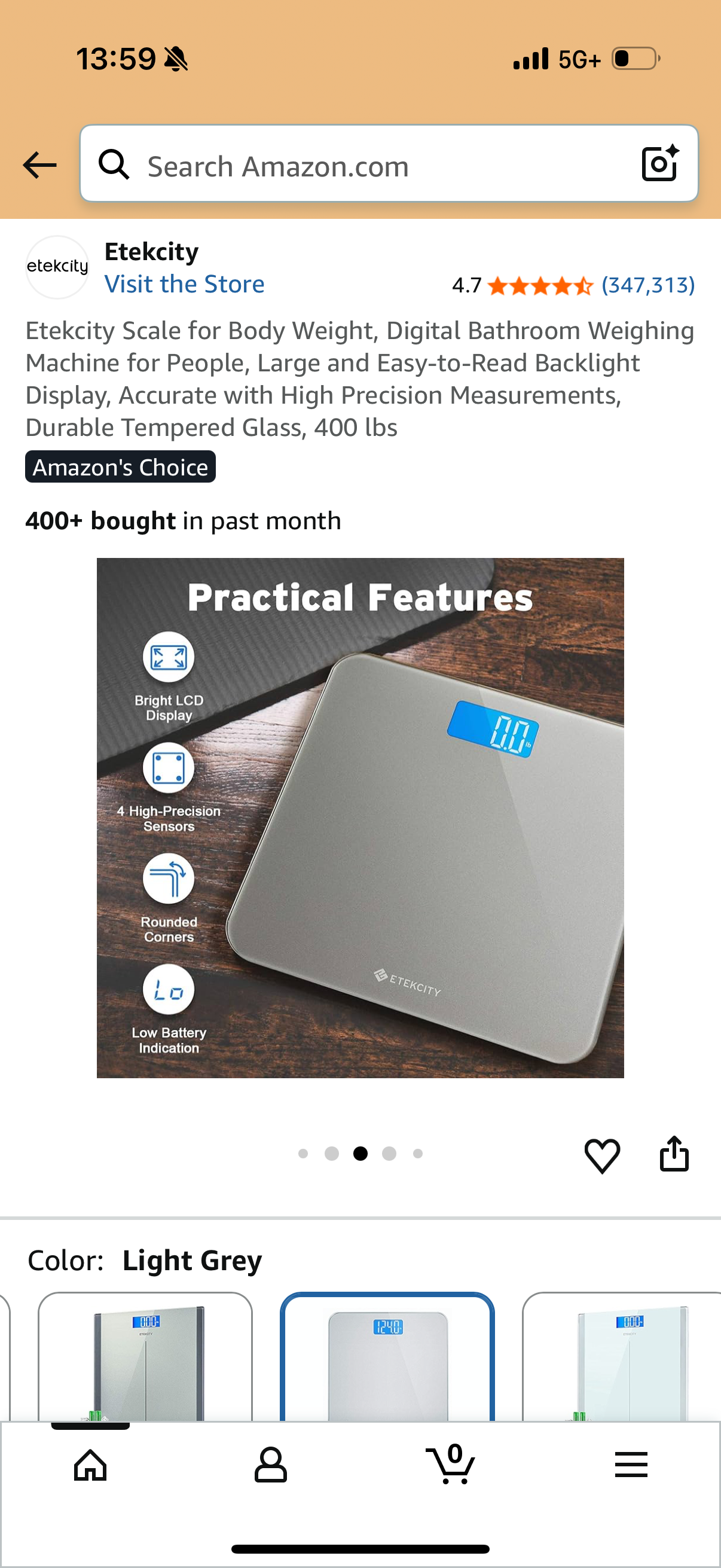 Etekcity Scale for Body Weight, Digital Bathroom Weighing Machine for People, Large and Easy-to-Read Backlight Display, Accurate with High Precision Measurements, Durable Tempered Glass, 400 lbs