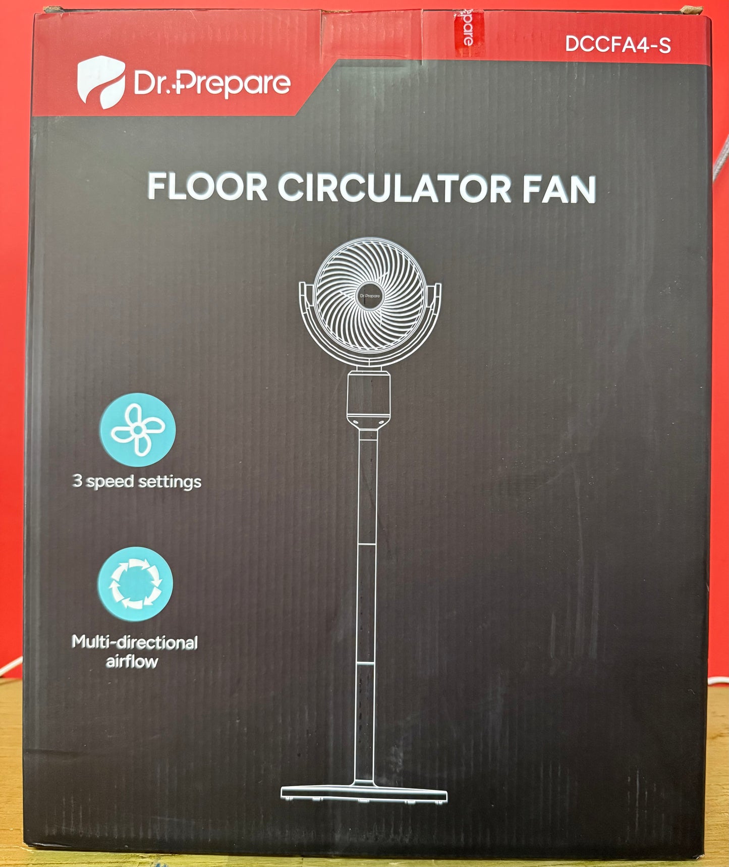DR.PREPARE Compact Pedestal Fan for Bedroom, Small-Medium Air Circulator Standing Fan, 16-34" Adjustable Height, 70°Auto-Oscillation, 90° Up+10° Down Tilt, 3 Speeds for Small-Medium Office, Home