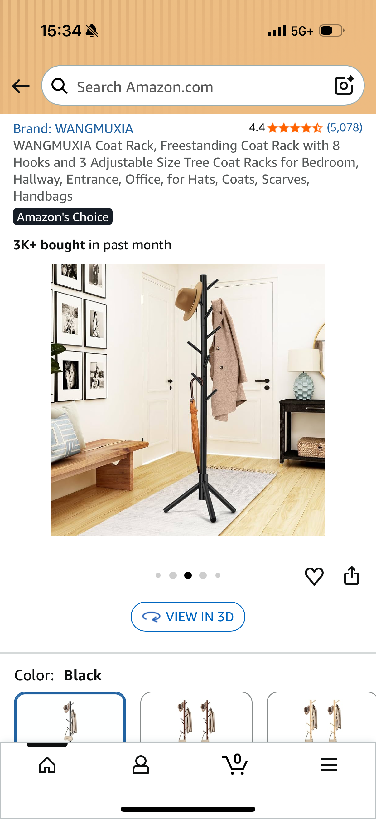 Coat Rack, Freestanding Coat Rack with 8 Hooks and 3 Adjustable Size Tree Coat Racks for Bedroom, Hallway, Entrance, Office, for Hats, Coats, Scarves, Handbags