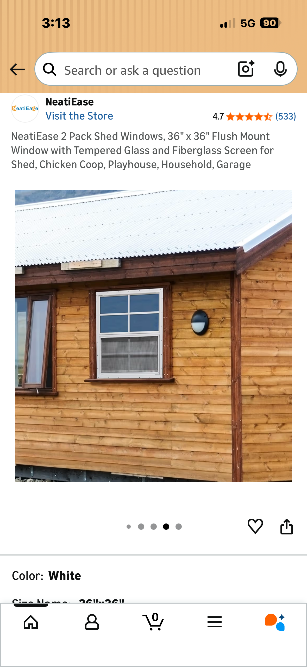 NeatiEase 2 Pack Shed Windows, 36" × 36" Flush Mount Window with Tempered Glass and Fiberglass Screen for Shed, Chicken Coop, Playhouse, Household, Garage G1022)