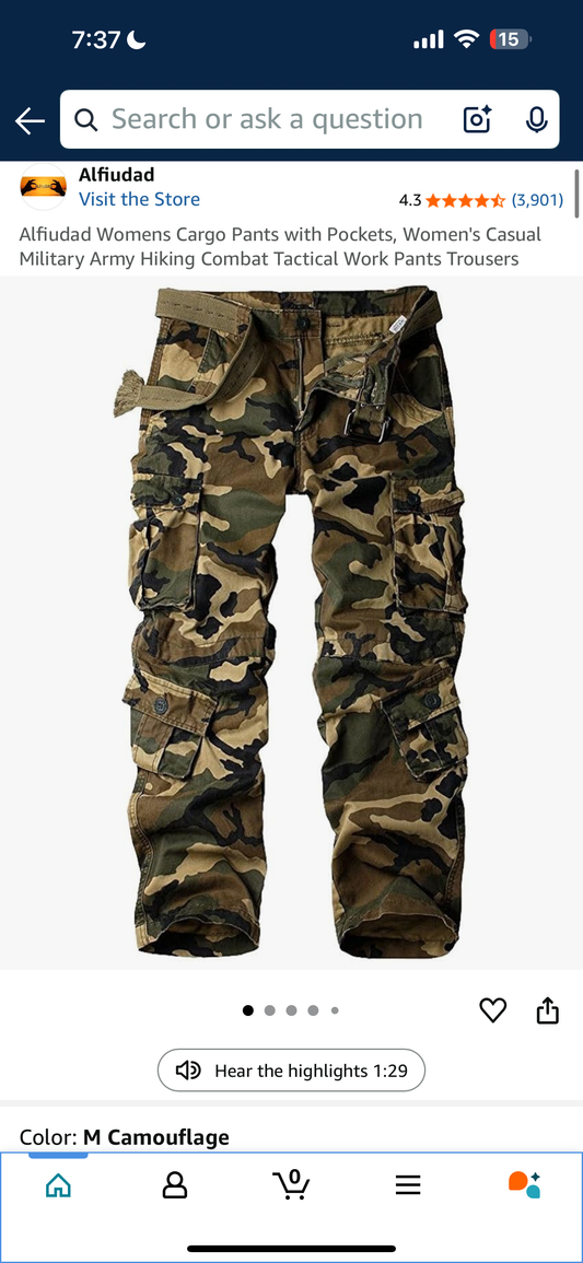 Alfiudad Womens Cargo Pants with Pockets, Women's Casual Military Army Hiking Combat Tactical Work Pants Trousers (Size 6)