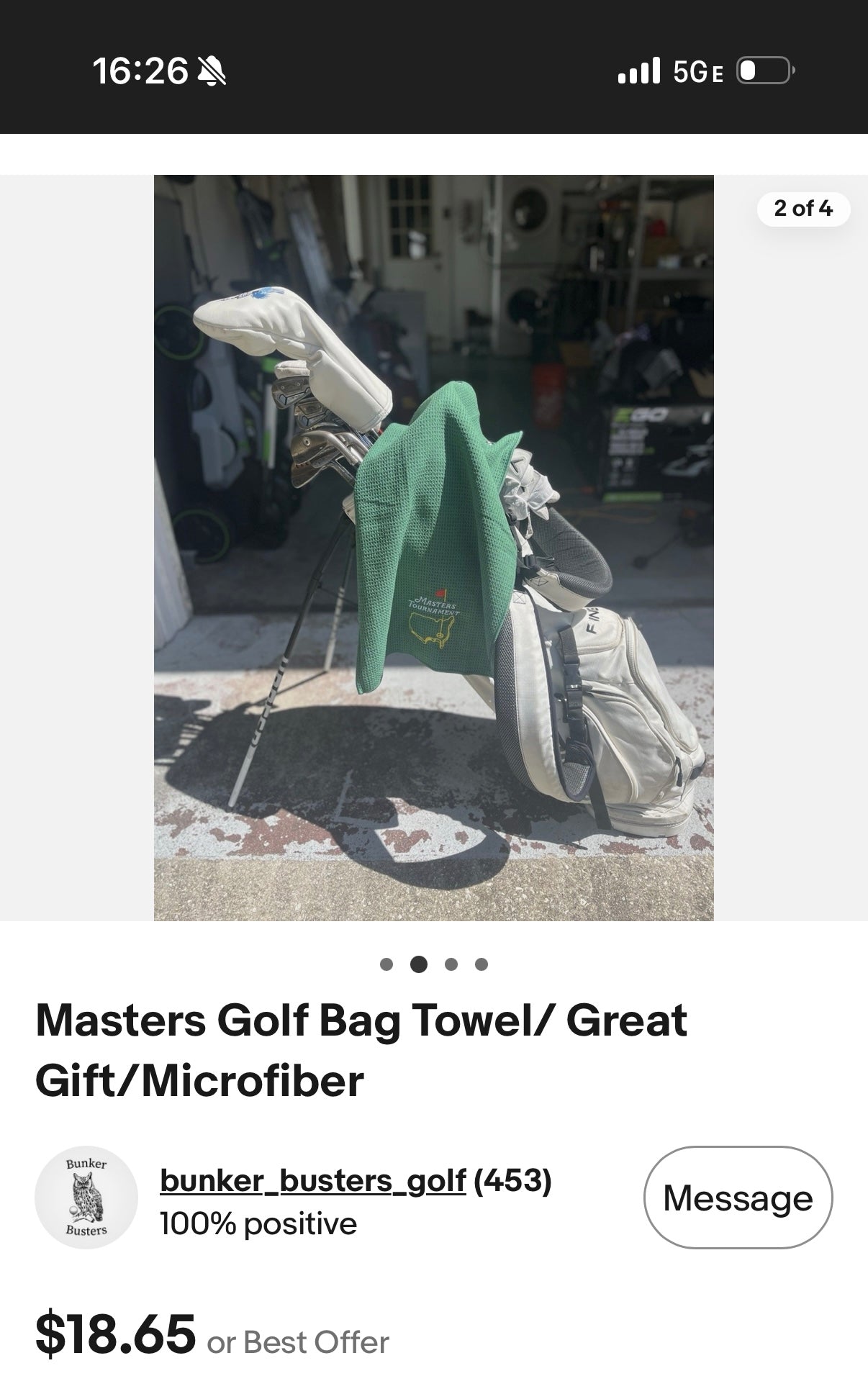 Masters Golf Bag Towel/ Great Gift/Microfiber