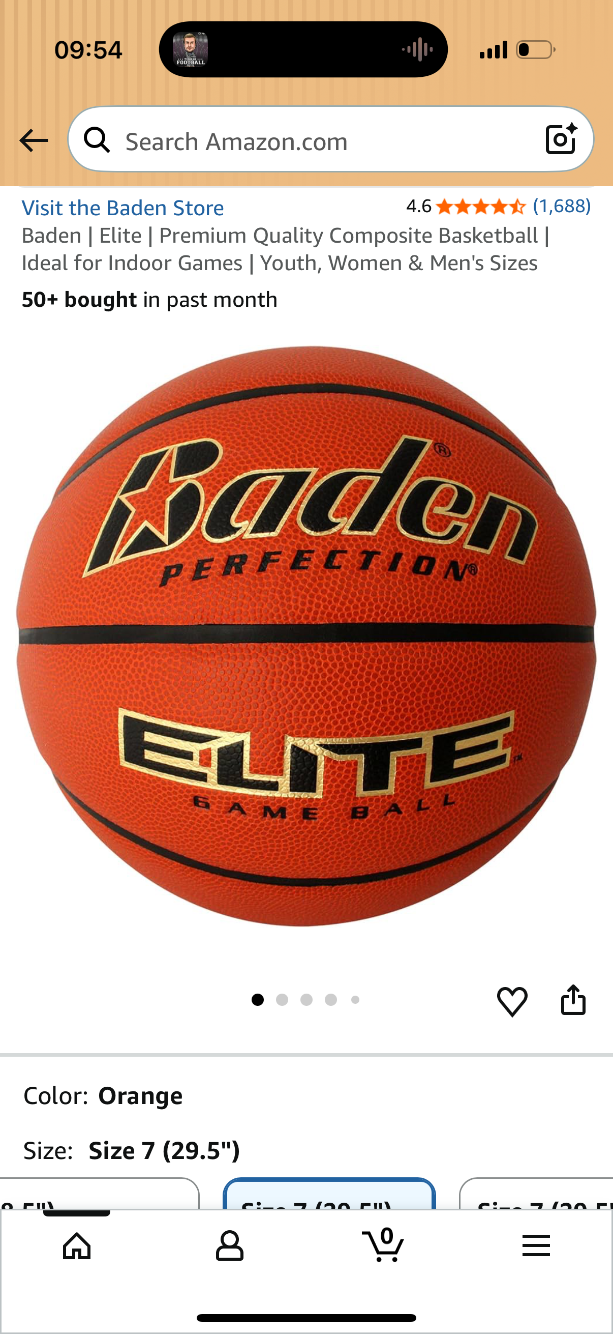 Baden Elite Premium Quality Composite Official Game Basketball (29.5)