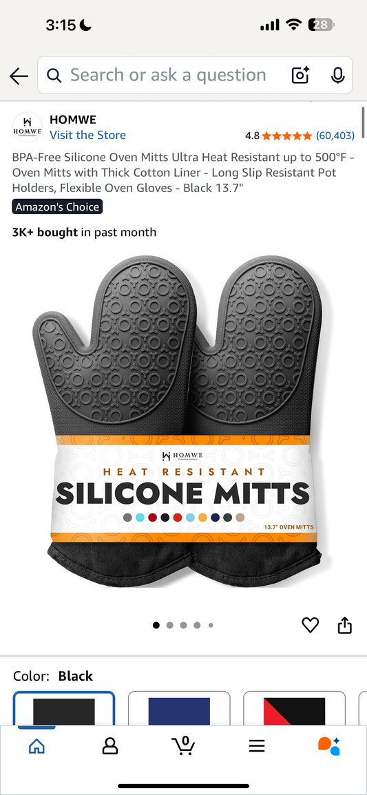 Set of 2 Silicone Oven Mitts
