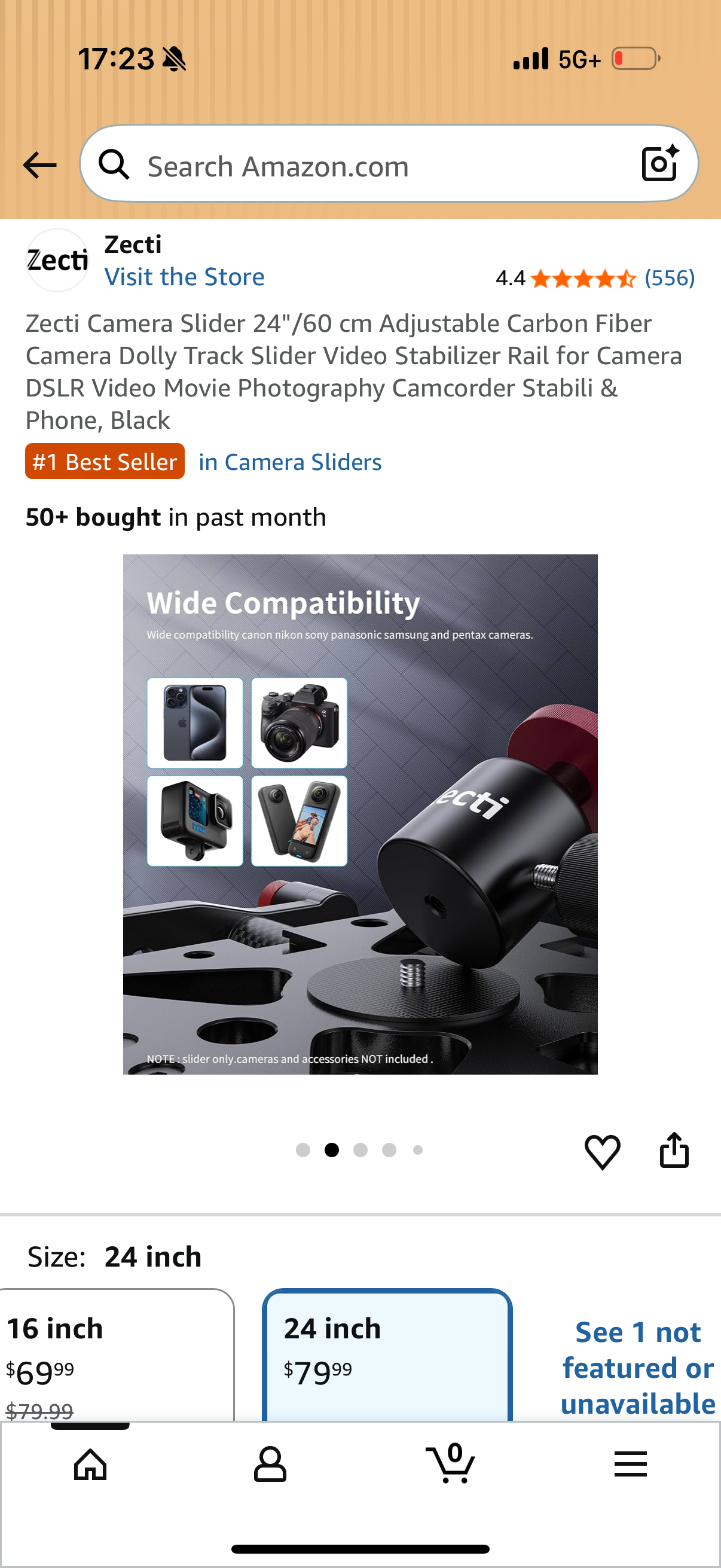Camera Slider 24"/60 cm Adjustable Carbon Fiber Camera Dolly Track Slider Video Stabilizer Rail for Camera DSLR Video Movie Photography Camcorder Stabili & Phone, Black