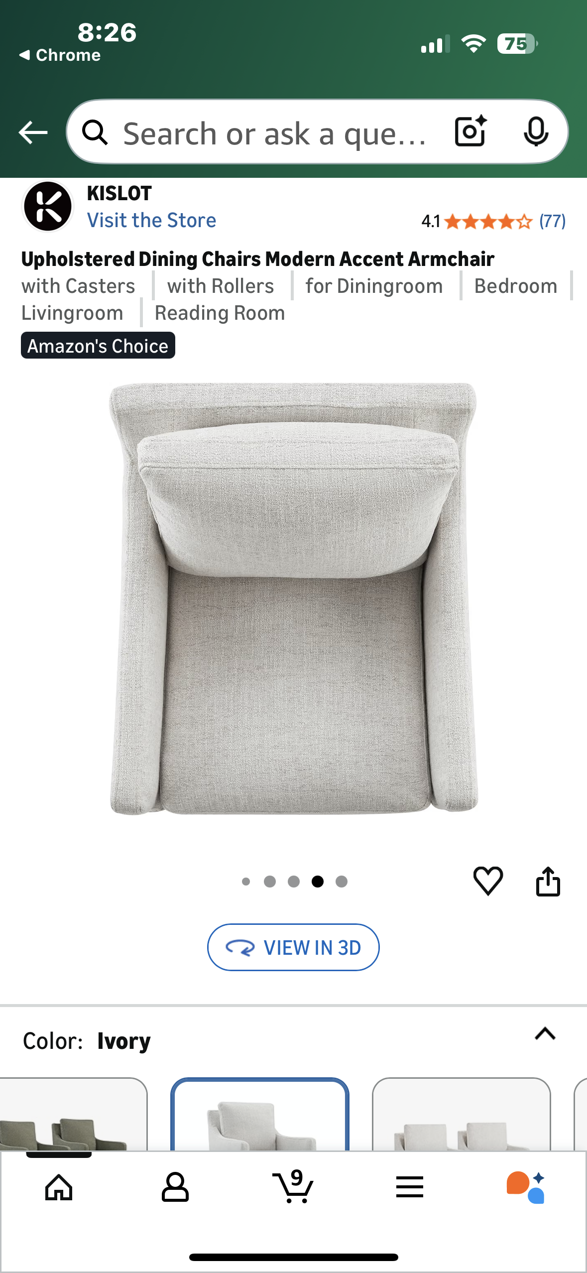 Upholstered Dining Chair, Modern Accent Armchair with Casters for Dining Room, Living Room, Reading Room (L1086)