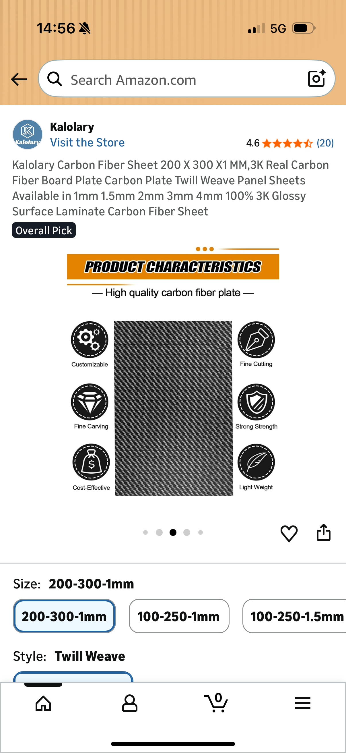 Carbon Fiber Sheet 200 X 300 X1 MM,3K Real Carbon Fiber Board Plate Carbon Plate Twill Weave Panel Sheet 1mm 100% 3K Glossy Surface Laminate Carbon Fiber Sheet