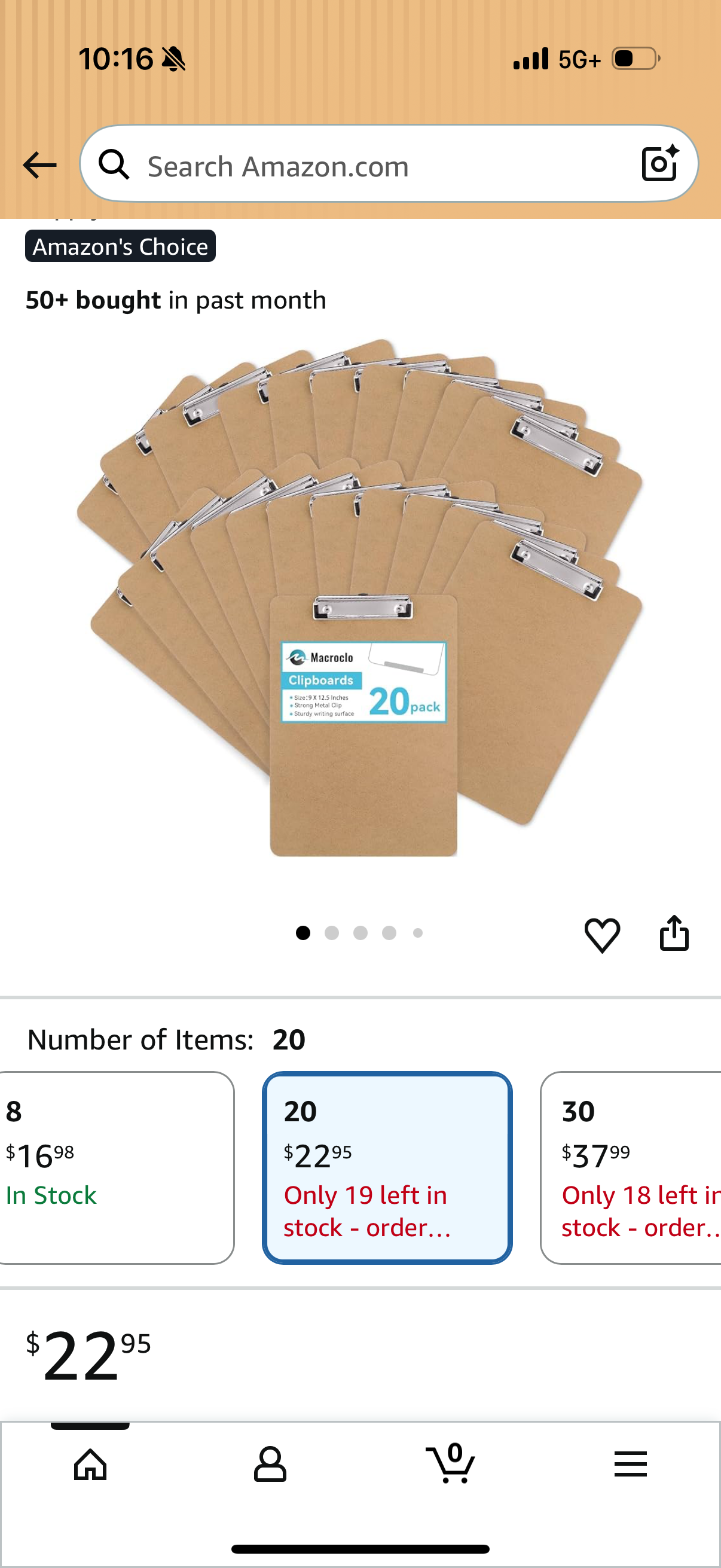 Wood Clipboards Set of 20, Letter Size Hardboard Clip Board 8.5x11 for Classroom, Students, Kid, A4 Standard Size 9" x 12.5" with Low Profile Clip, Office & School Supply