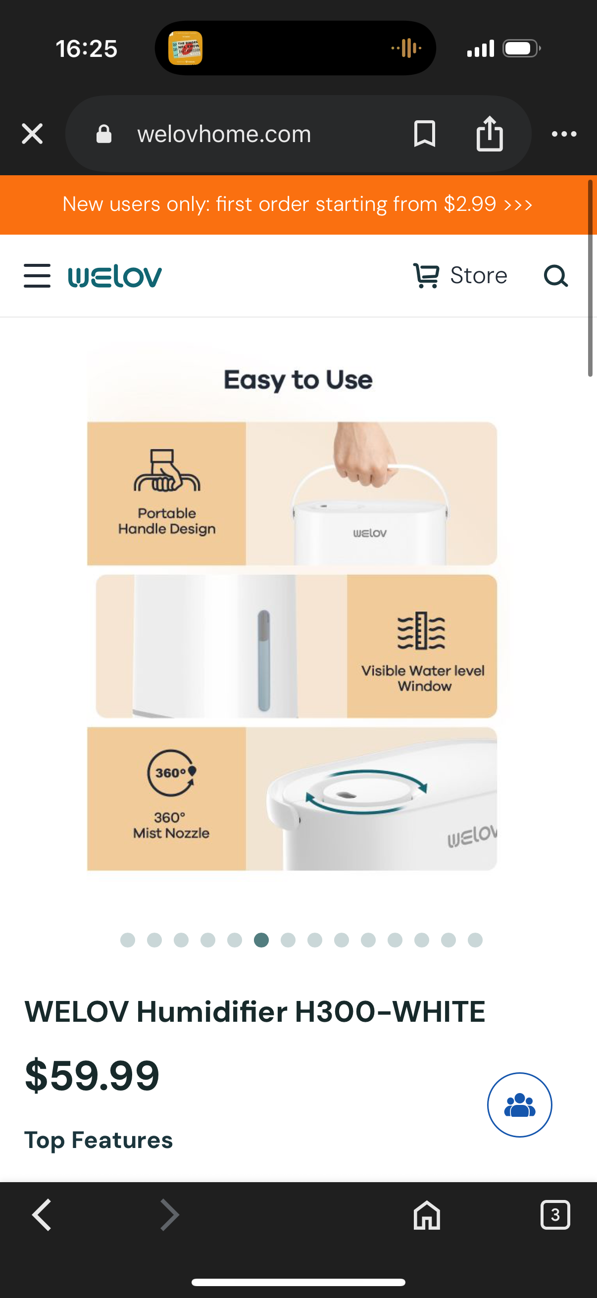 WELOV Humidifier H300-WHITE