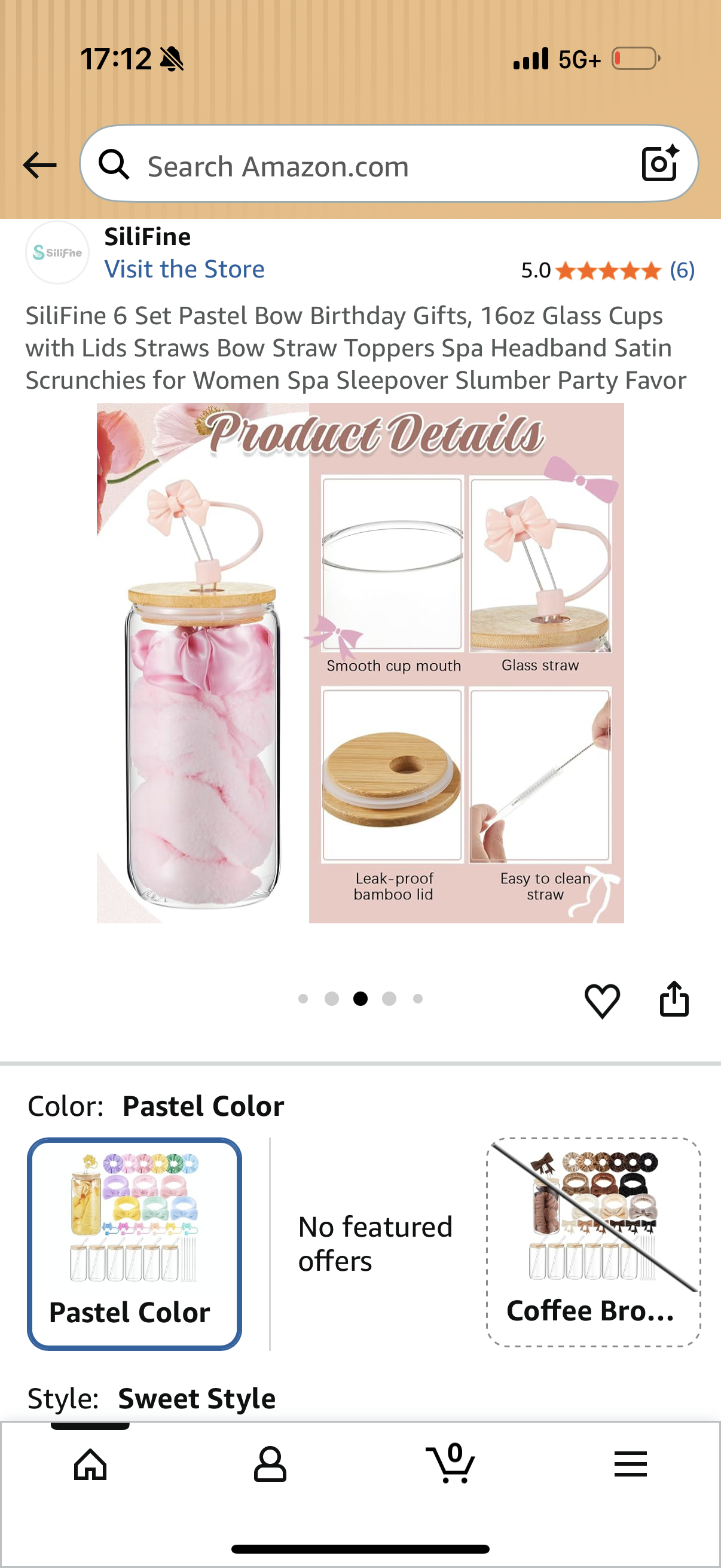 SiliFine 6 Set Pastel Bow Birthday Gifts, 16oz Glass Cups with Lids Straws Bow Straw Toppers Spa Headband Satin Scrunchies for Women Spa Sleepover Slumber Party Favor