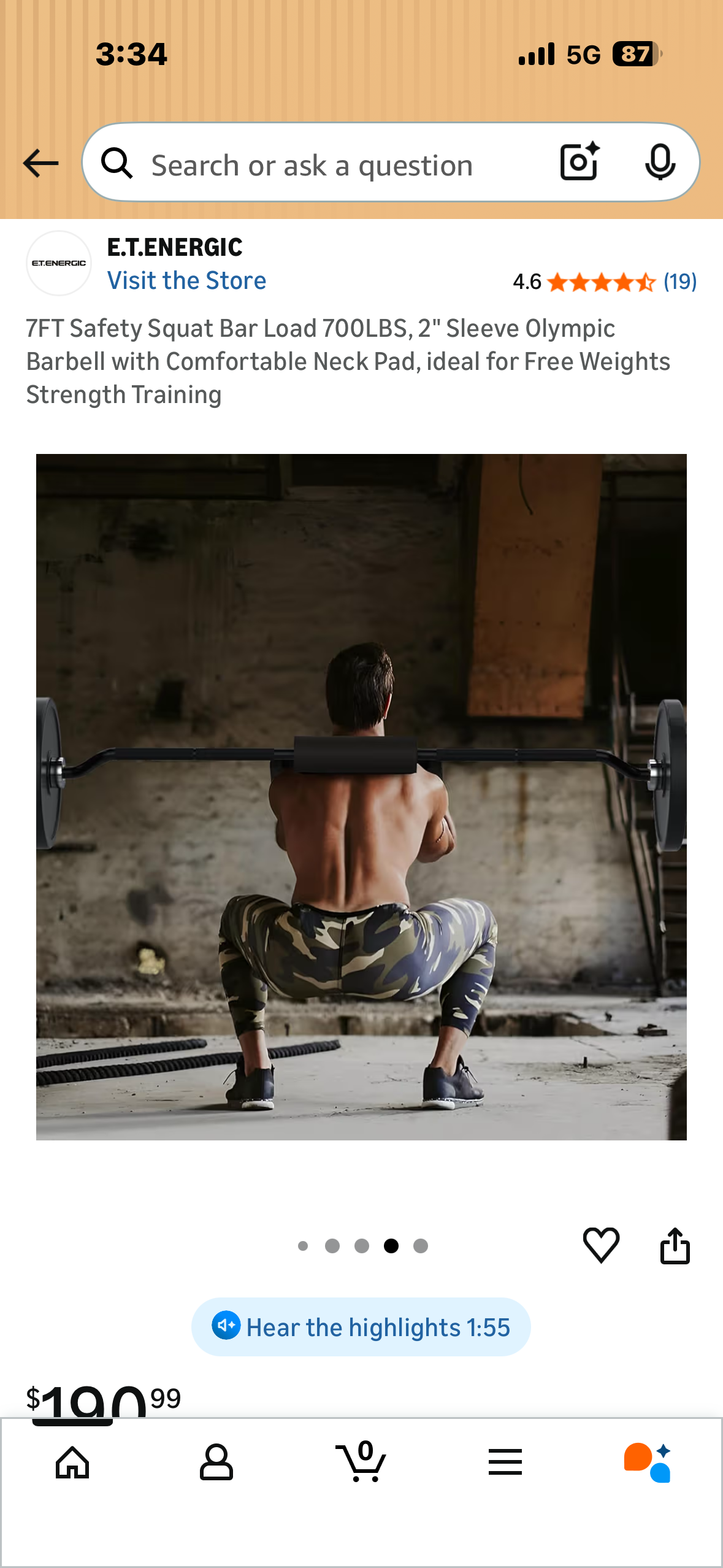 7FT Safety Squat Bar Load 700LBS, 2" Sleeve Olympic Barbell with Comfortable Neck Pad, Ideal for Free Weight Strength Training (W632)