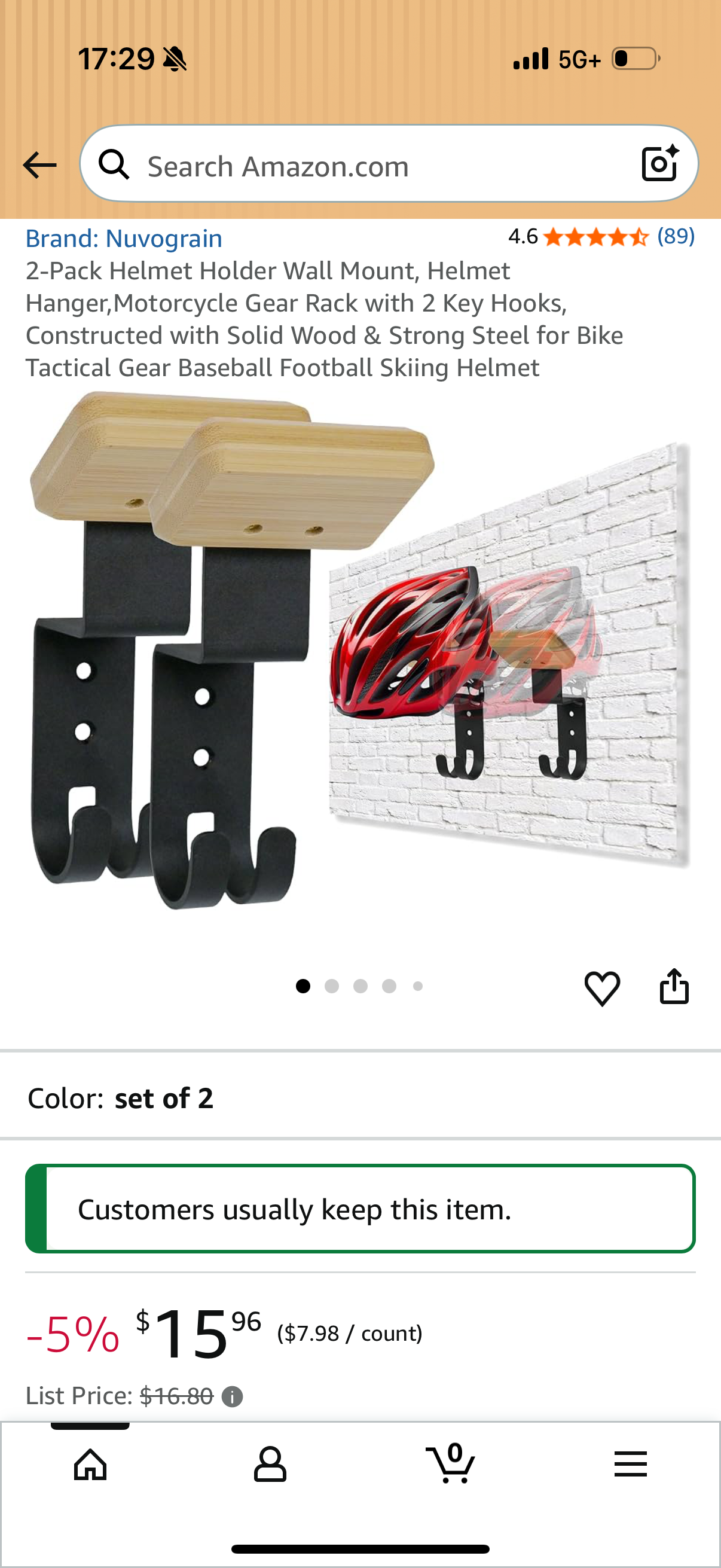 2-Pack Helmet Holder Wall Mount, Helmet Hanger,Motorcycle Gear Rack with 2 Key Hooks, Constructed with Solid Wood & Strong Steel for Bike Tactical Gear Baseball Football Skiing Helmet