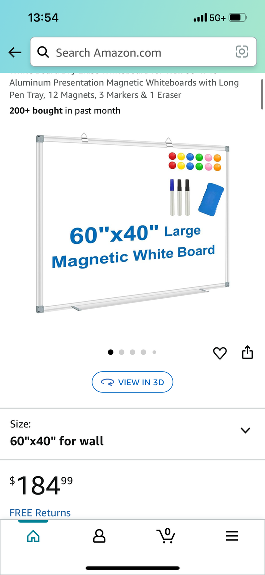 Magnetic Dry Erase Board 60”x40” (O404)