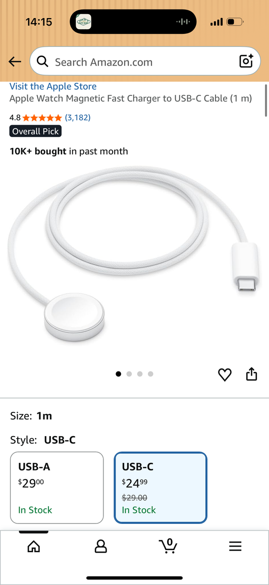 Apple Watch Magnetic Fast Charger to USB-C Cable (1 m)