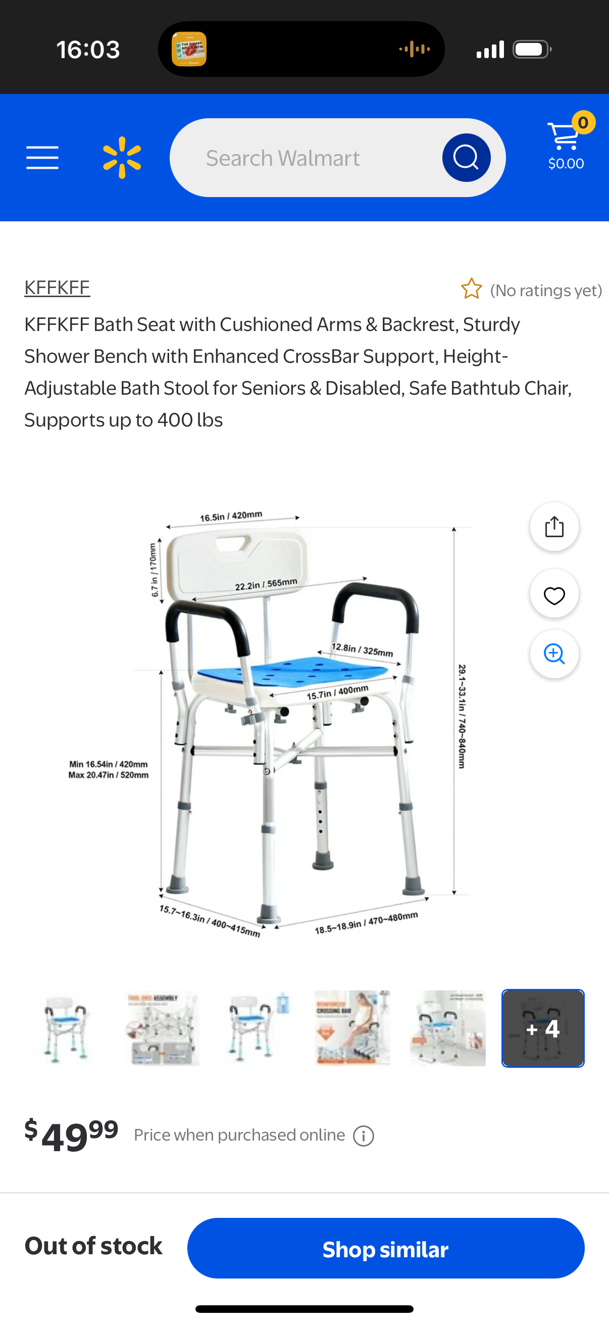 Bath Seat with Cushioned Arms & Backrest, Sturdy Shower Bench with Enhanced CrossBar Support, Height-Adjustable Bath Stool for Seniors & Disabled, Safe Bathtub Chair, Supports up to 400 lbs