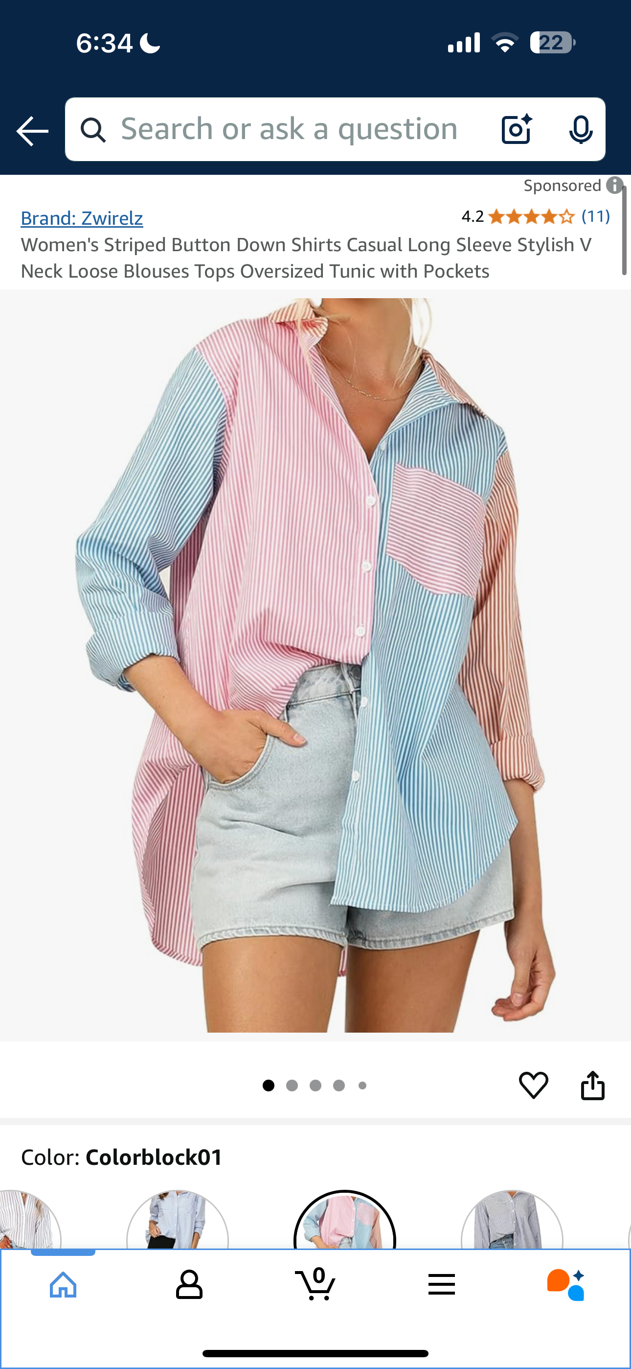 Women's Striped Button Down Shirt (Small)