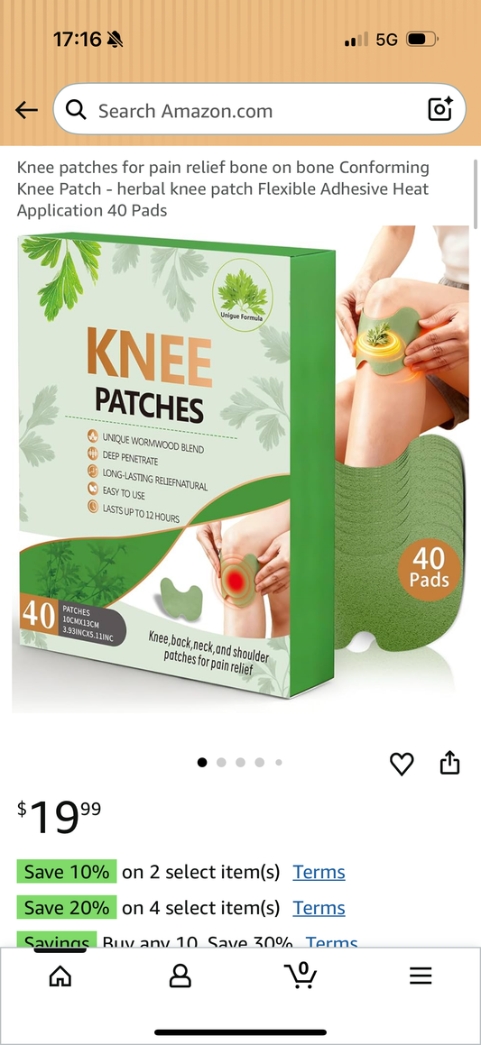 Knee patches for pain relief bone on bone Conforming Knee Patch - herbal knee patch Flexible Adhesive Heat Application 40 Pads