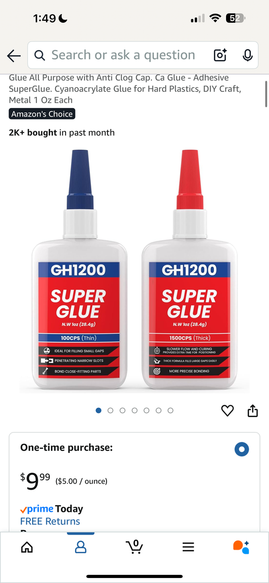 Large Super Glue, 2-Pack With Droppers