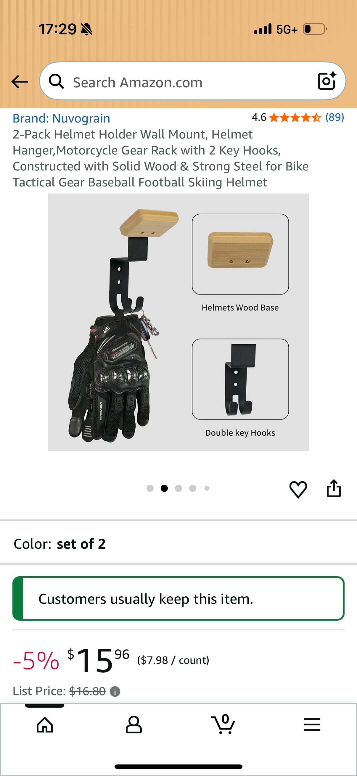 2-Pack Helmet Holder Wall Mount, Helmet Hanger,Motorcycle Gear Rack with 2 Key Hooks, Constructed with Solid Wood & Strong Steel for Bike Tactical Gear Baseball Football Skiing Helmet