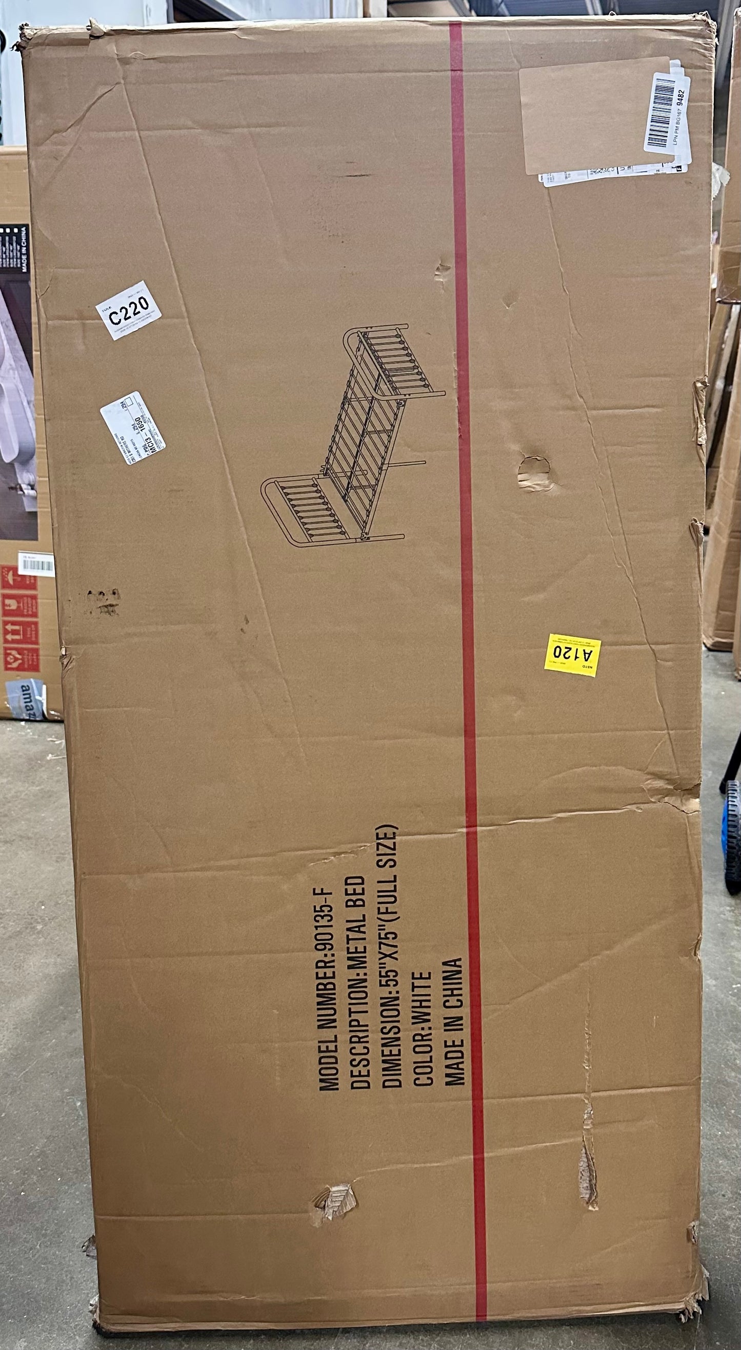 Full Size Bed Frame, White (B1186)