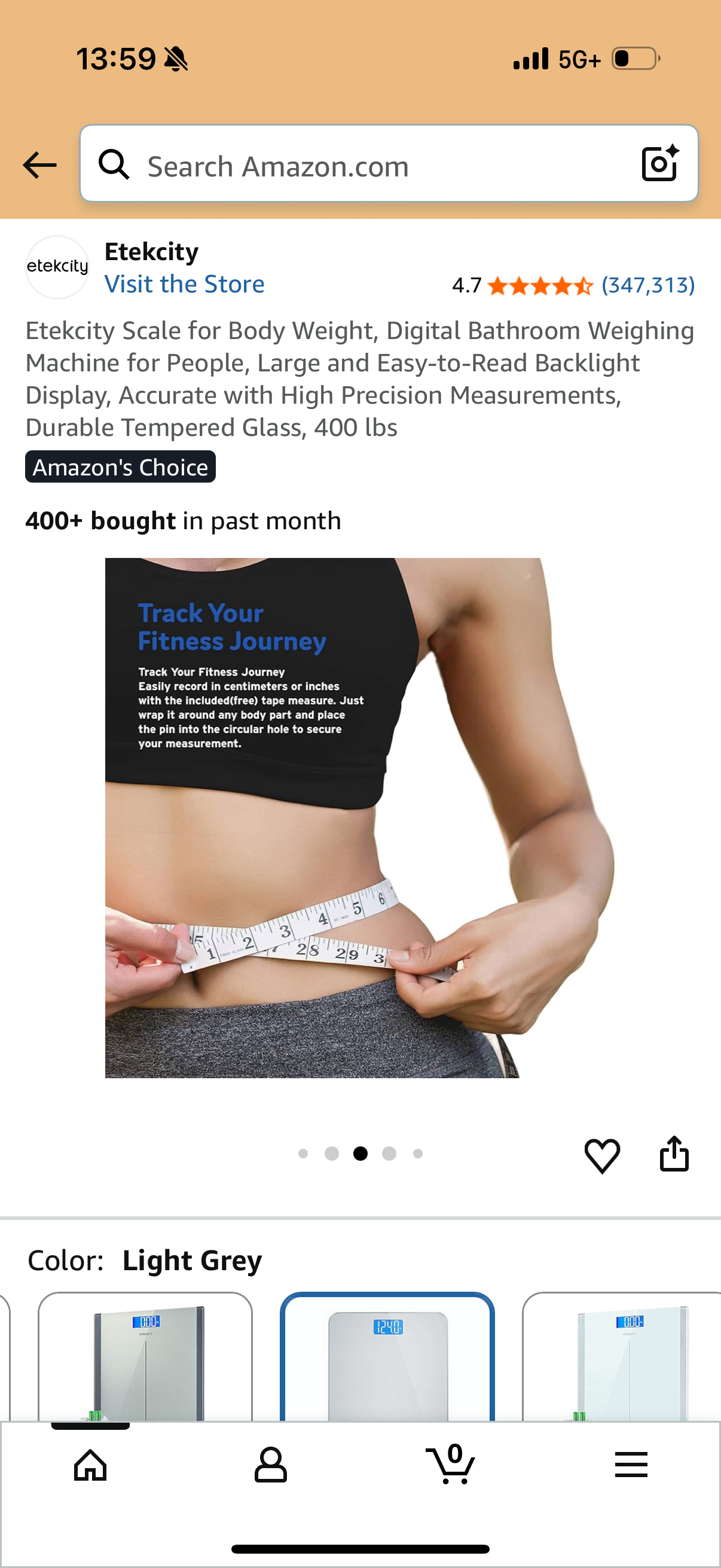 Etekcity Scale for Body Weight, Digital Bathroom Weighing Machine for People, Large and Easy-to-Read Backlight Display, Accurate with High Precision Measurements, Durable Tempered Glass, 400 lbs