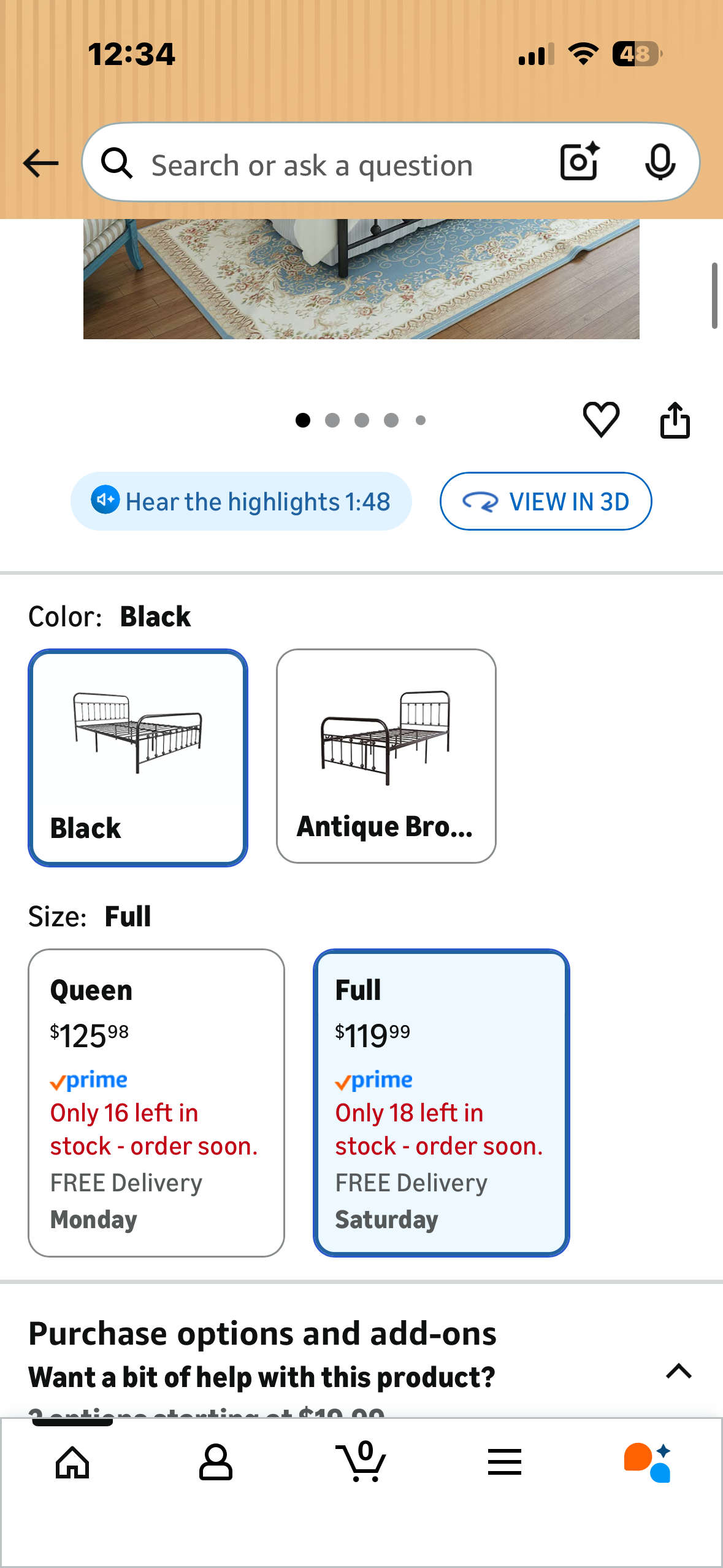 Full Size Bed Frame, White (B1186)