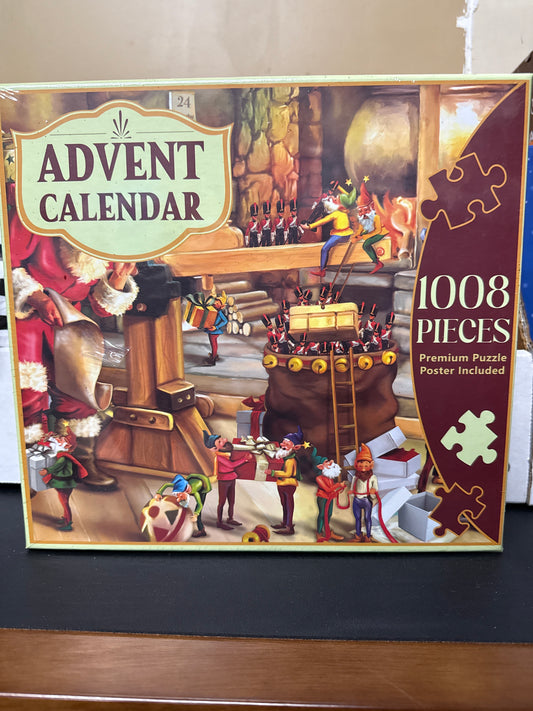 Advent Calendar Christmas Puzzles, Numbered 24 boxes - Christmas Holiday Puzzles for Adults and Kids 1008 PCS Countdown Puzzle as Decoration