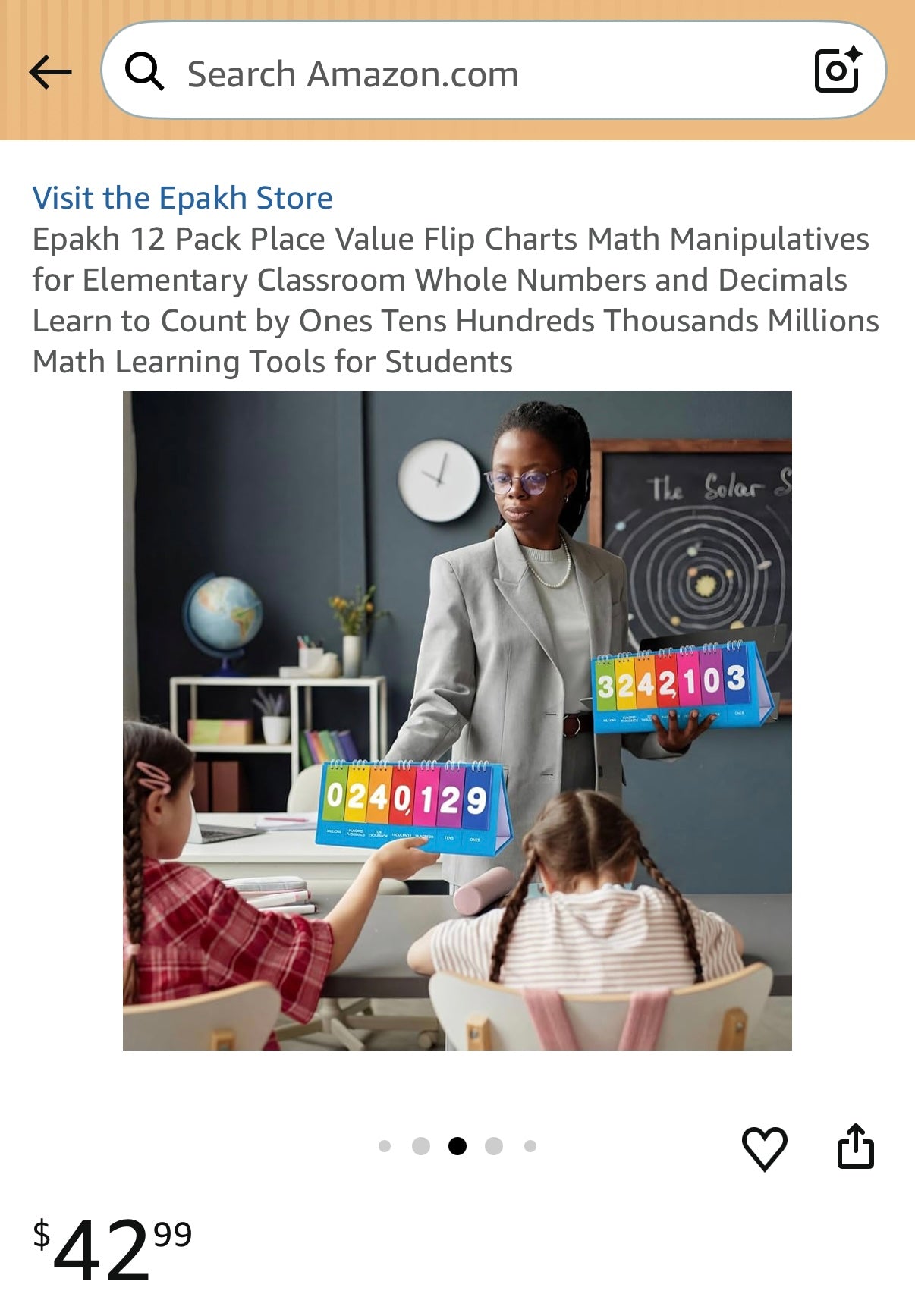 Epakh 12 Pack Place Value Flip Charts Math Manipulatives for Elementary Classroom Whole Numbers and Decimals Learn to Count by Ones Tens Hundreds Thousands Millions Math Learning Tools for Students