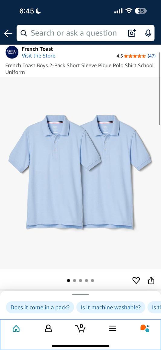 French Toast Boys 2-Pack Short Sleeve Pique Polo Shirt School Uniform (Size XL)