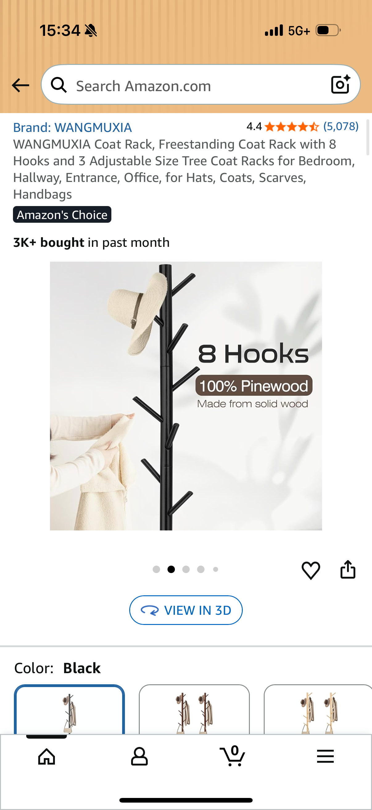 Coat Rack, Freestanding Coat Rack with 8 Hooks and 3 Adjustable Size Tree Coat Racks for Bedroom, Hallway, Entrance, Office, for Hats, Coats, Scarves, Handbags
