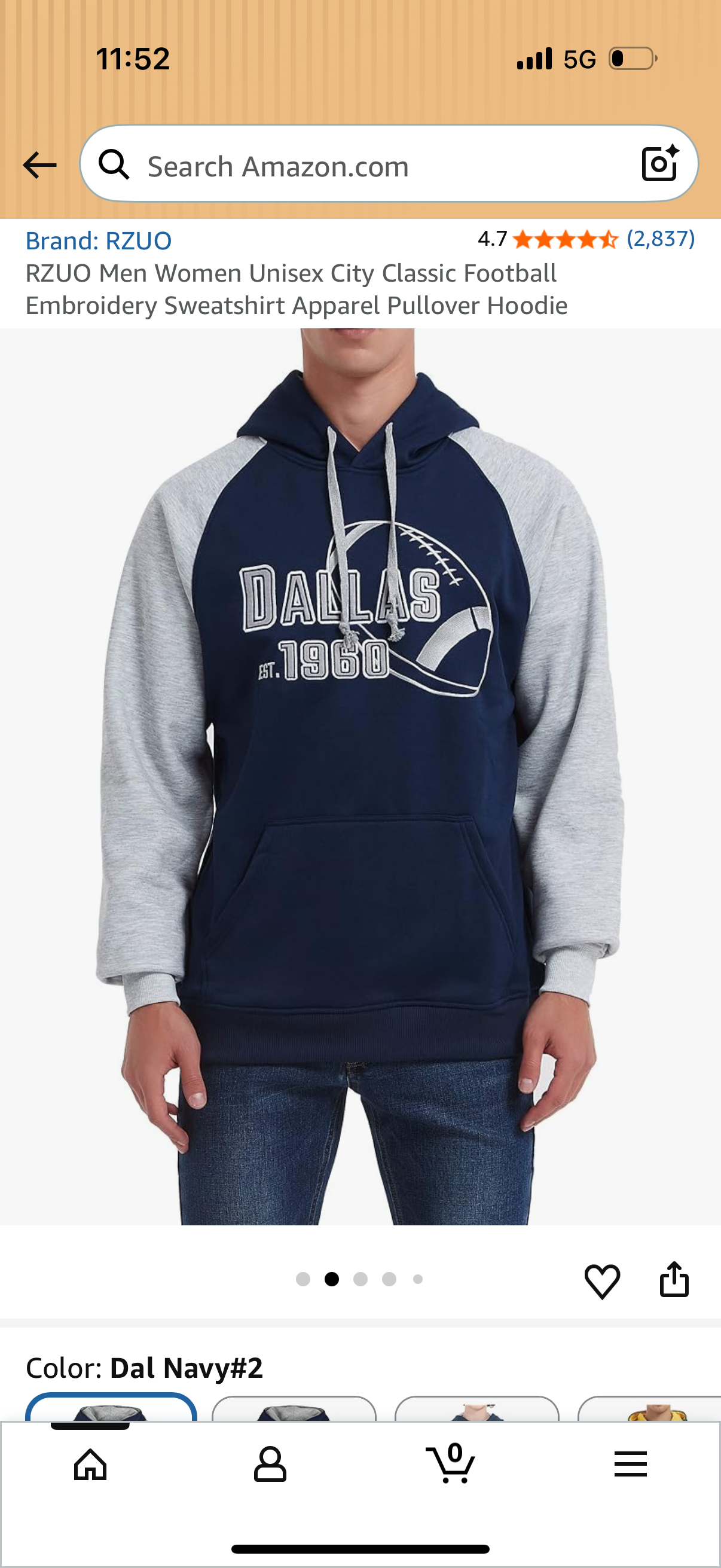 Mens Dallas City Classic Football Sweatshirt Pullover Hoodie Size XXL