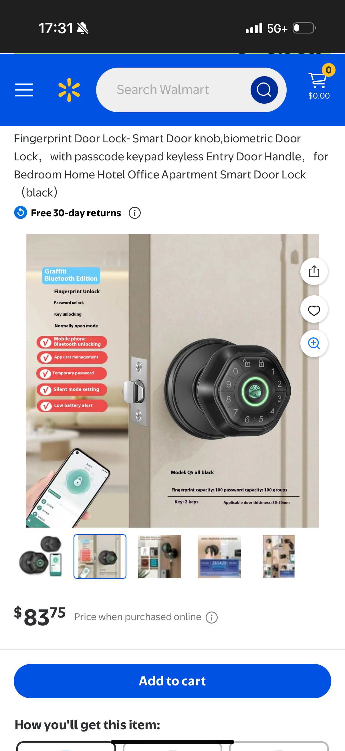 Fingerprint Door Lock- Smart Door knob,biometric Door Lock，with passcode keypad keyless Entry Door Handle，for Bedroom Home Hotel Office Apartment Smart Door Lock (black）