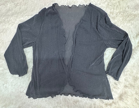 Women's Dark Gray Glittery Mesh Crop Top (SizeXL)