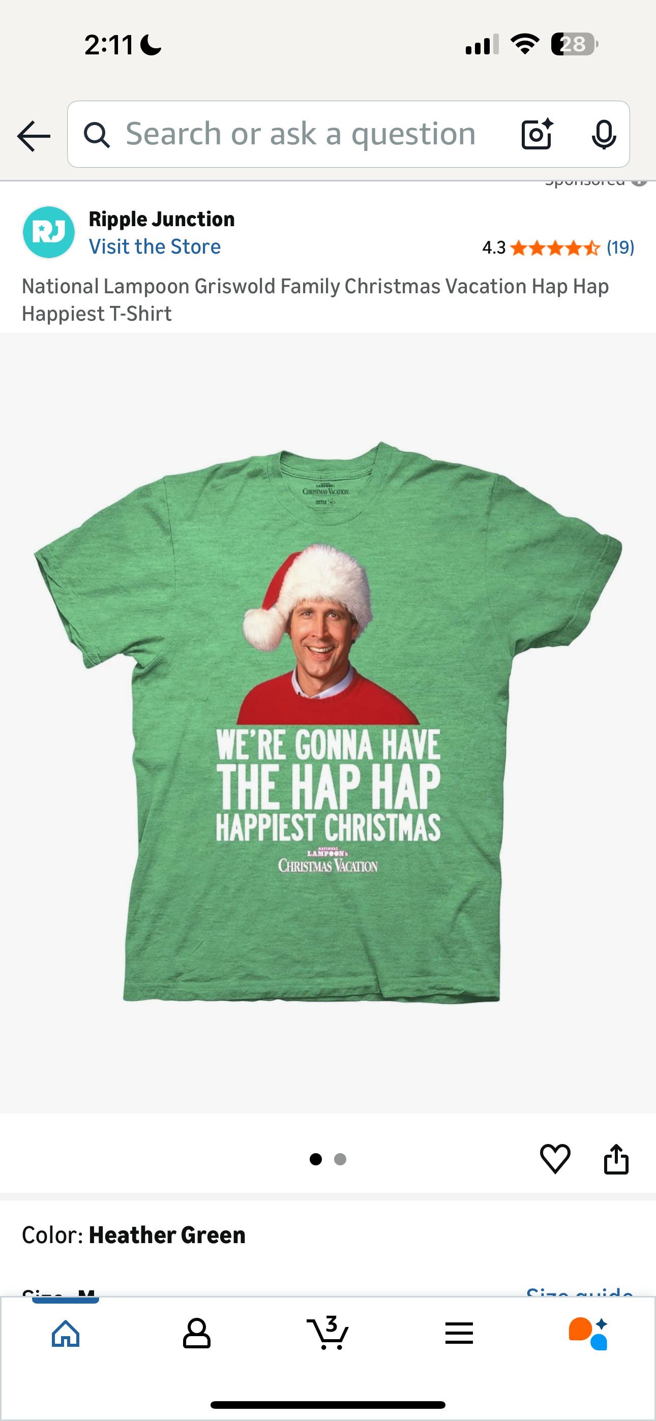 National Lampoon Griswold Family Christmas Vacation Hap Hap Happiest T-Shirt (Size Small)