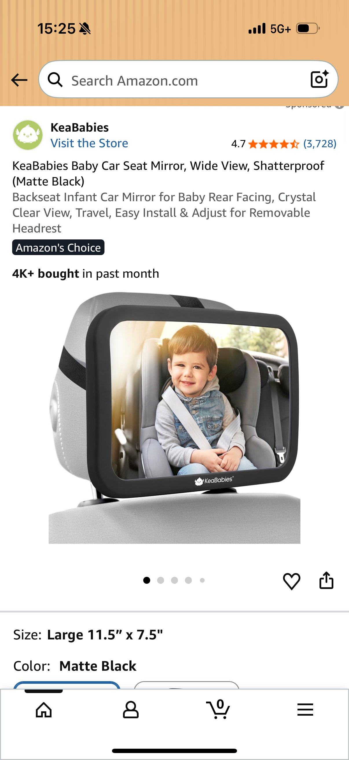 KeaBabies Baby Car Seat Mirror, Wide View, Shatterproof (Black) Backseat Infant Car Mirror for Baby Rear Facing, Crystal Clear View, Travel, Easy Install & Adjust for Removable Headrest