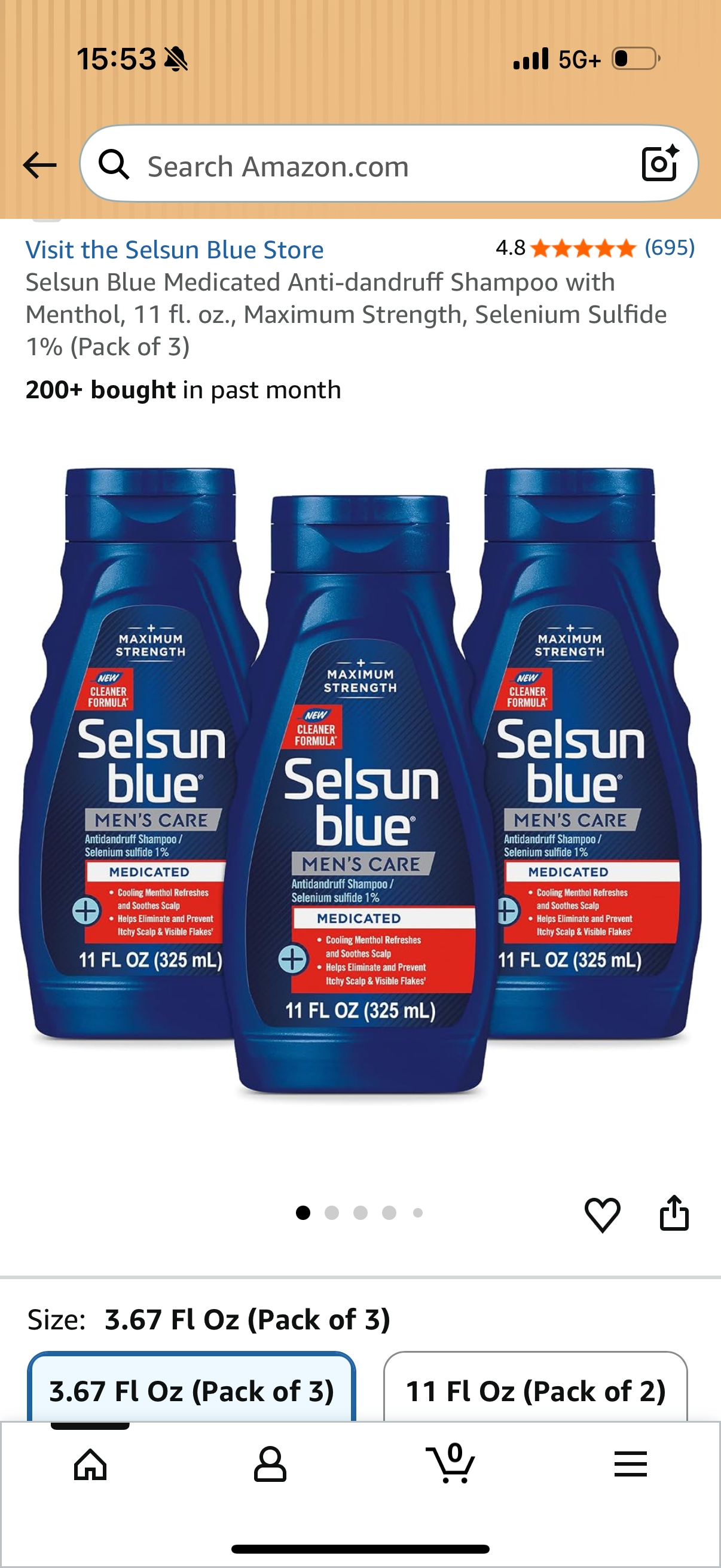 Selsun Blue Medicated Anti-dandruff Shampoo, 11 fl. oz., Maximum Strength (Pack of 3)