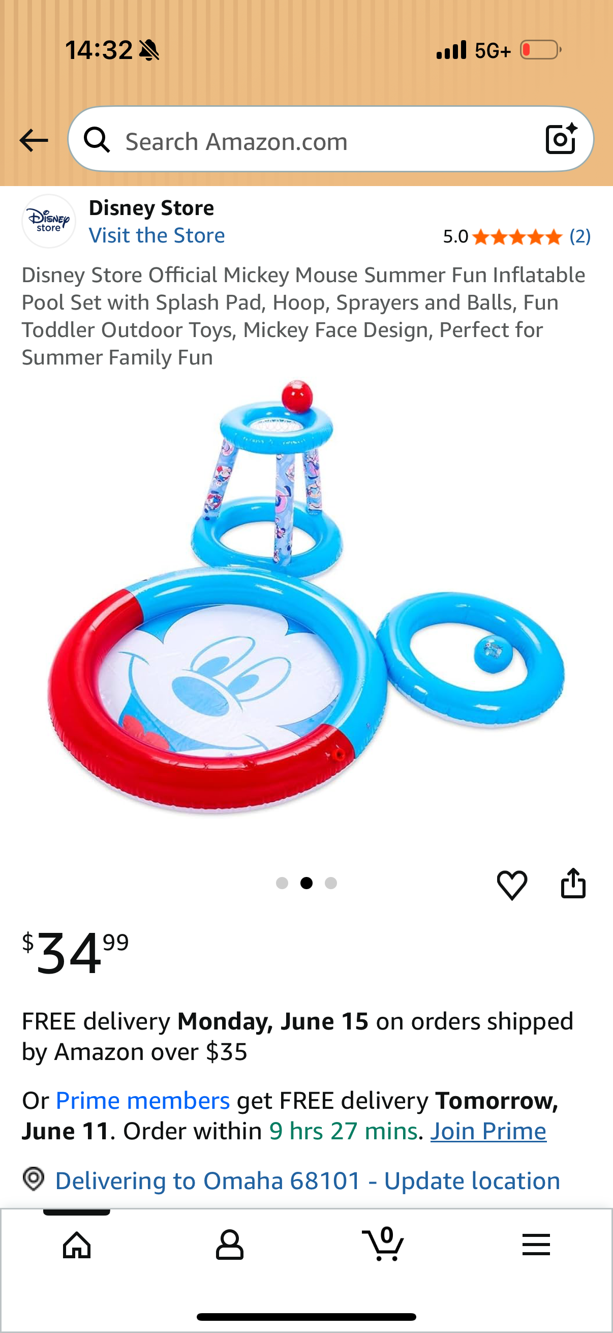 Disney Store Official Mickey Mouse Summer Fun Inflatable Pool Set with Splash Pad, Hoop, Sprayers and Balls, Fun Toddler Outdoor Toys, Mickey Face Design, Perfect for Summer Family Fun