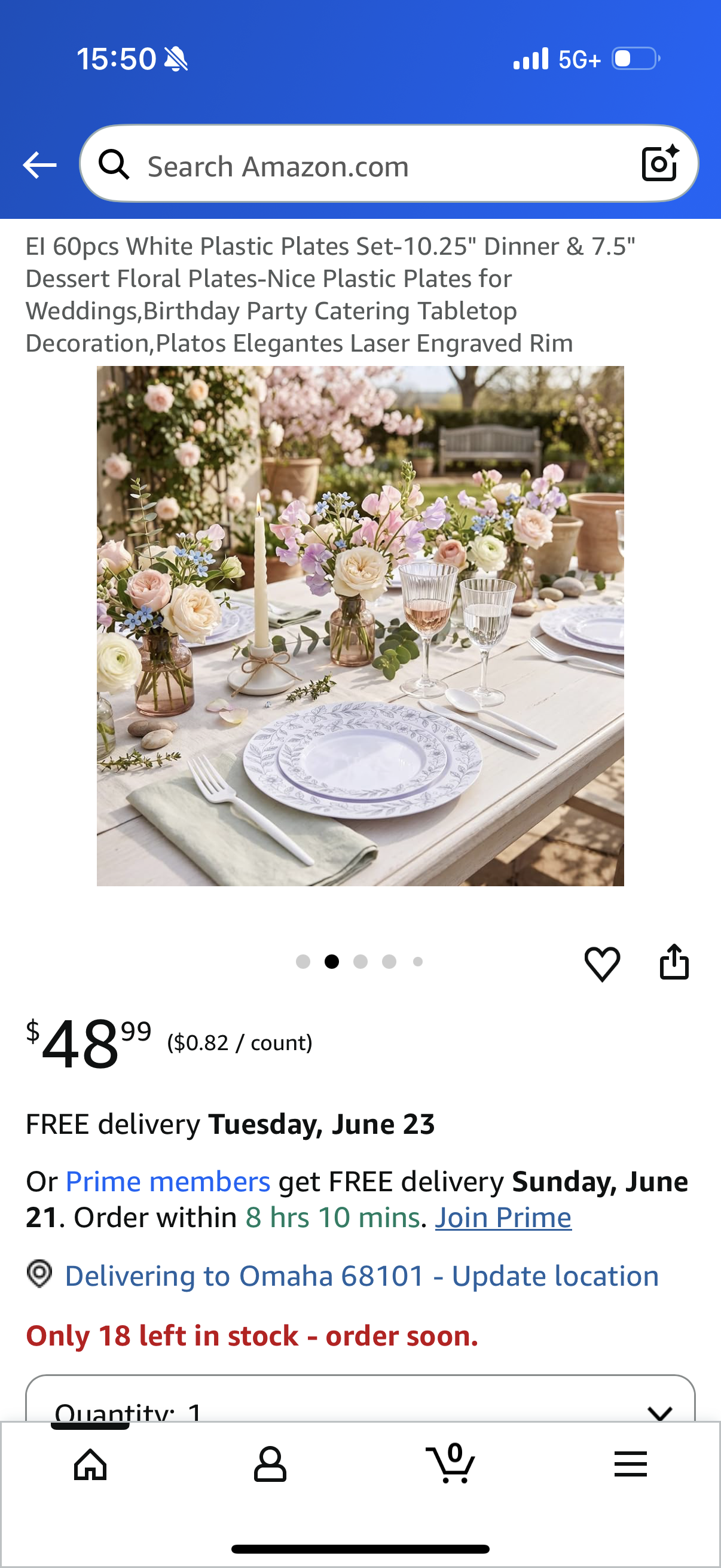 60pcs White Plastic Plates Set-10.25" Dinner & 7.5" Dessert Floral Plates-Nice Plastic Plates for Weddings,Birthday Party Catering Tabletop Decoration,Platos Elegantes Laser Engraved Rim