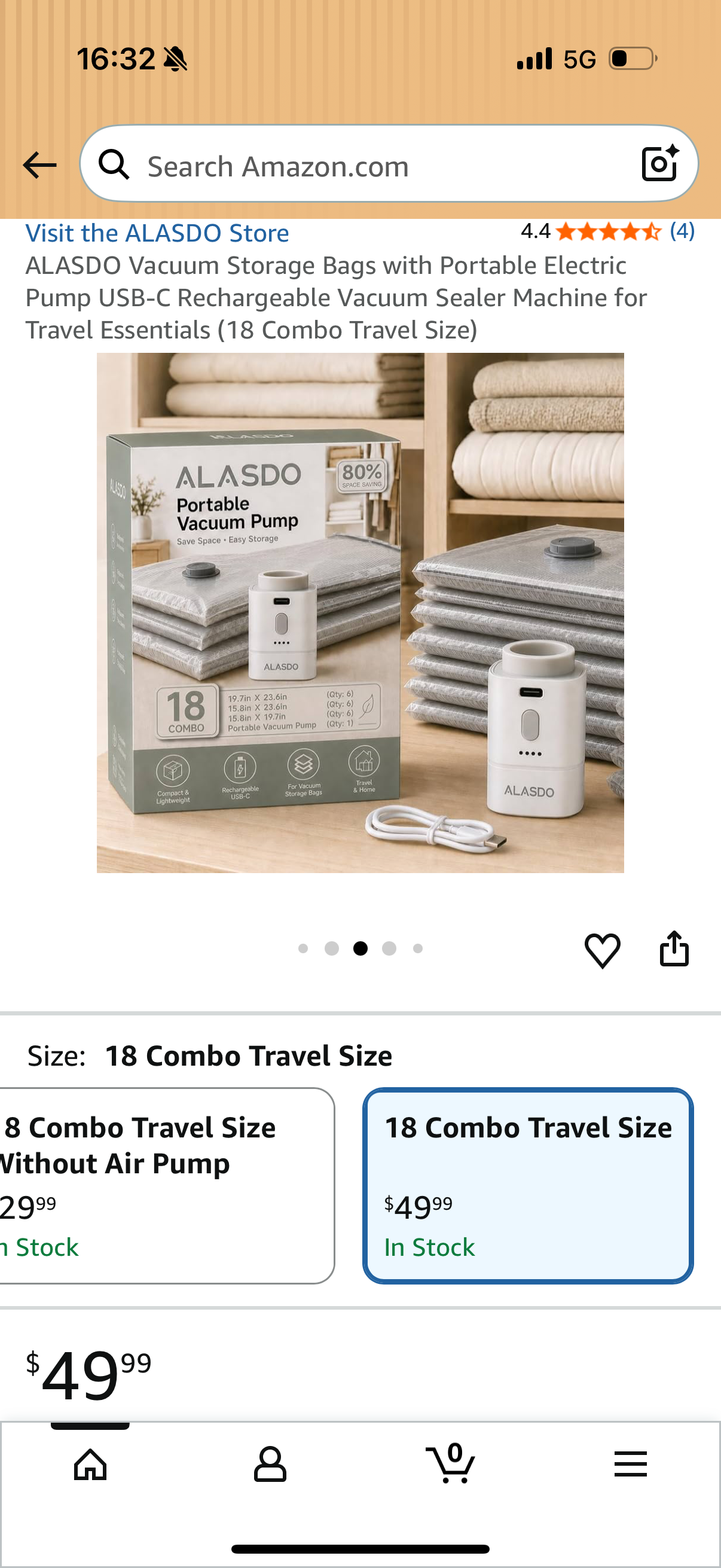 ALASDO Vacuum Storage Bags with Portable Electric Pump USB-C Rechargeable Vacuum Sealer Machine for Travel Essentials (18 Combo Travel Size)