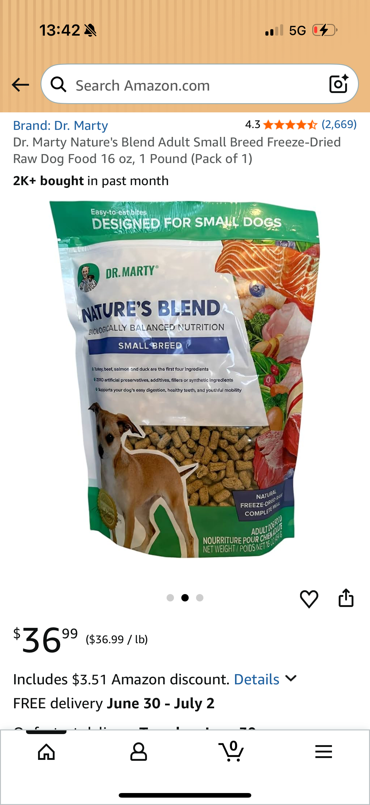 Dr. Marty Nature's Blend Adult Small Breed Freeze-Dried Raw Dog Food 16 oz, 1 Pound (Pack of 1) Best By: 10/26/2027