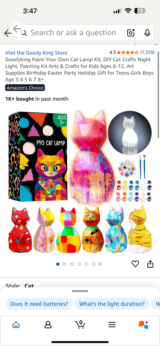 Paint Your Own Cat Lamp