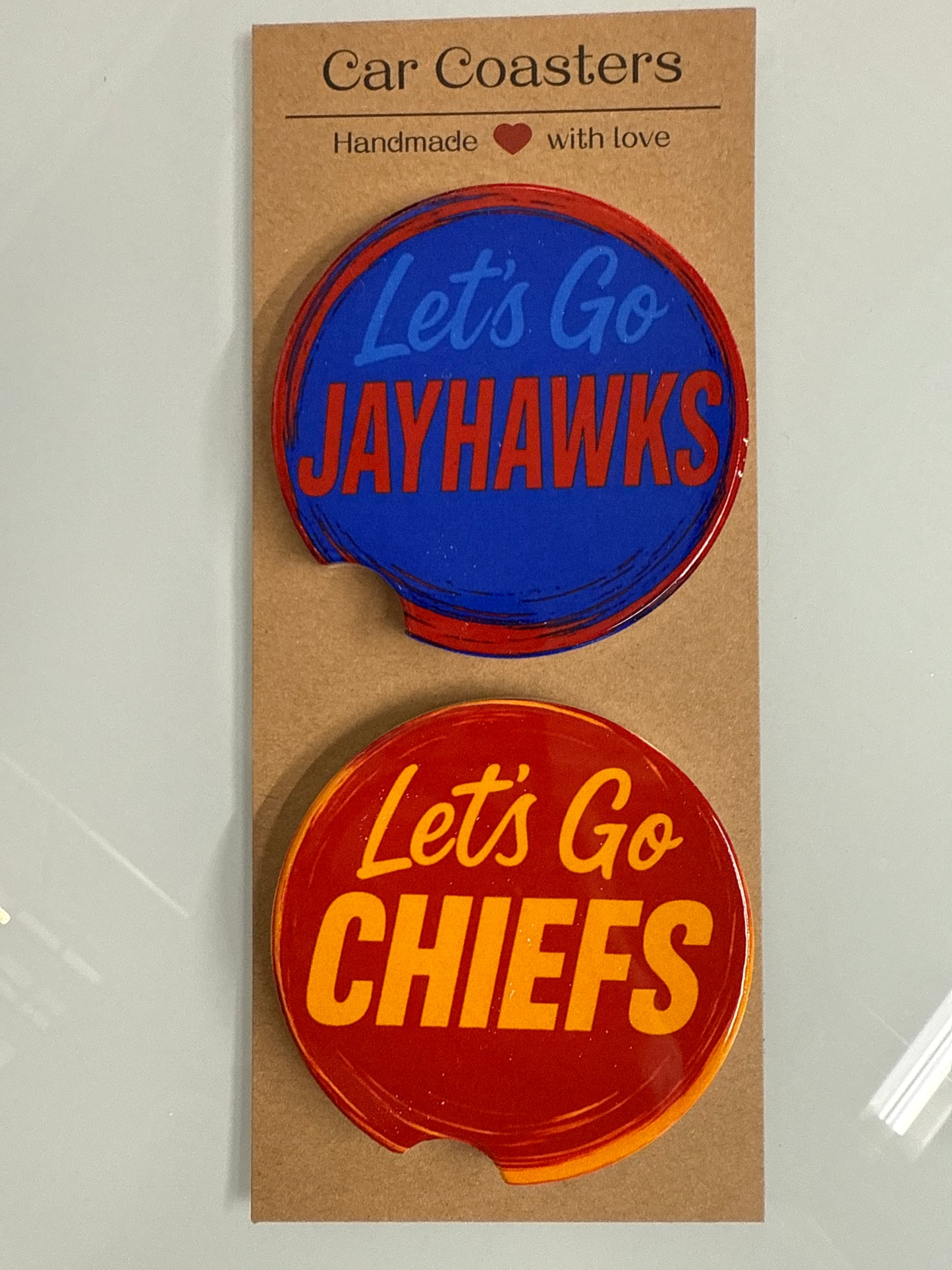 My Favorite Teams Set of 2 Car Coasters