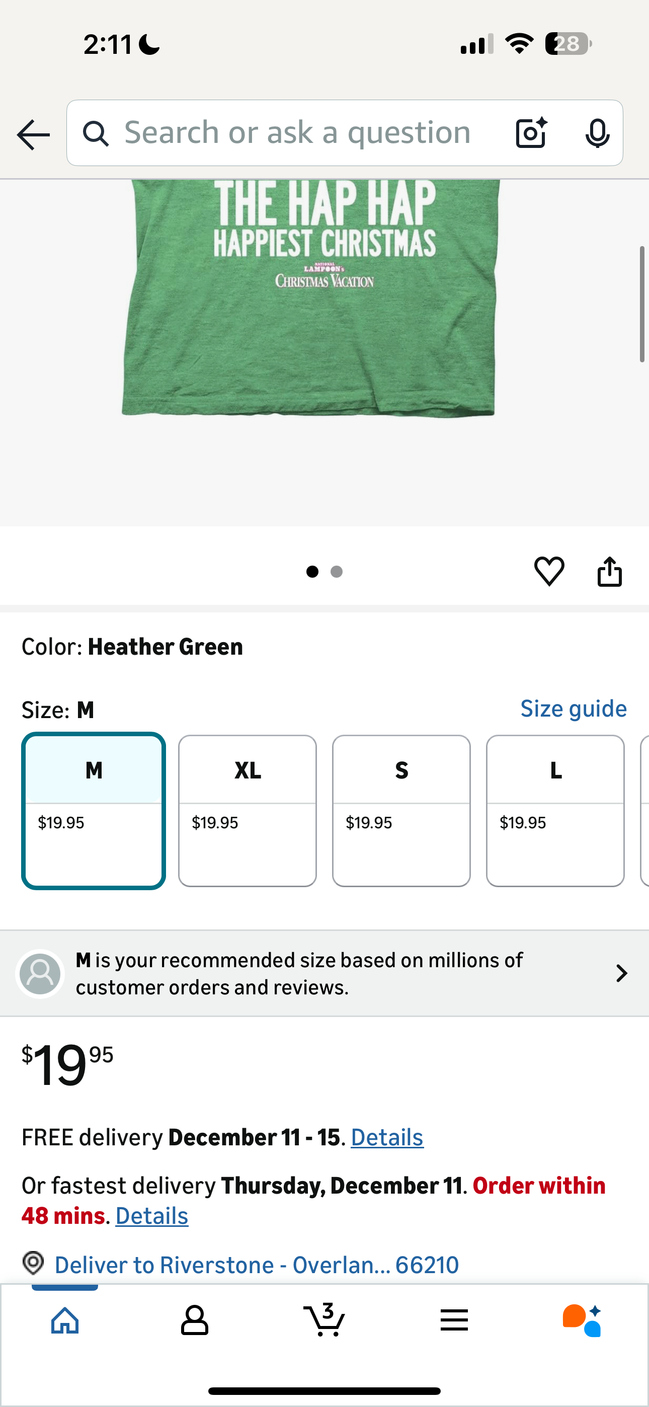 National Lampoon Griswold Family Christmas Vacation Hap Hap Happiest T-Shirt (Size Small)