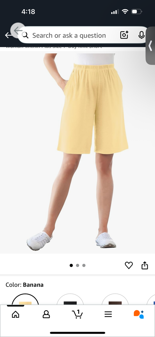 Women's Yellow Summer Soft Knit Shorts (Size XL)