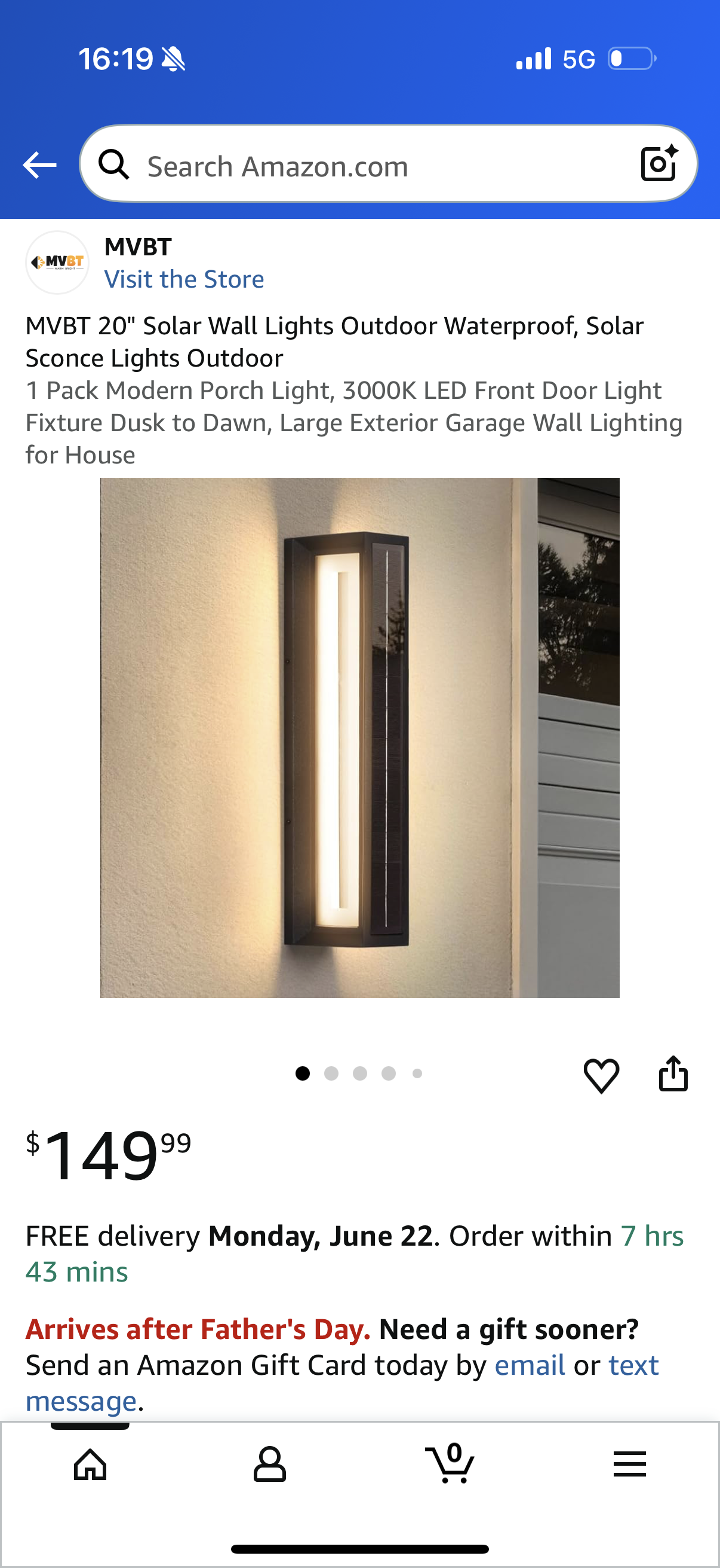 MVBT 20" Solar Wall Lights Outdoor Waterproof, Solar Sconce Lights Outdoor